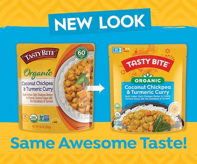 Tasty Bite Organic Chickpea Coconut Curry – Ready to Eat, Microwavable Entree (6 Pack)