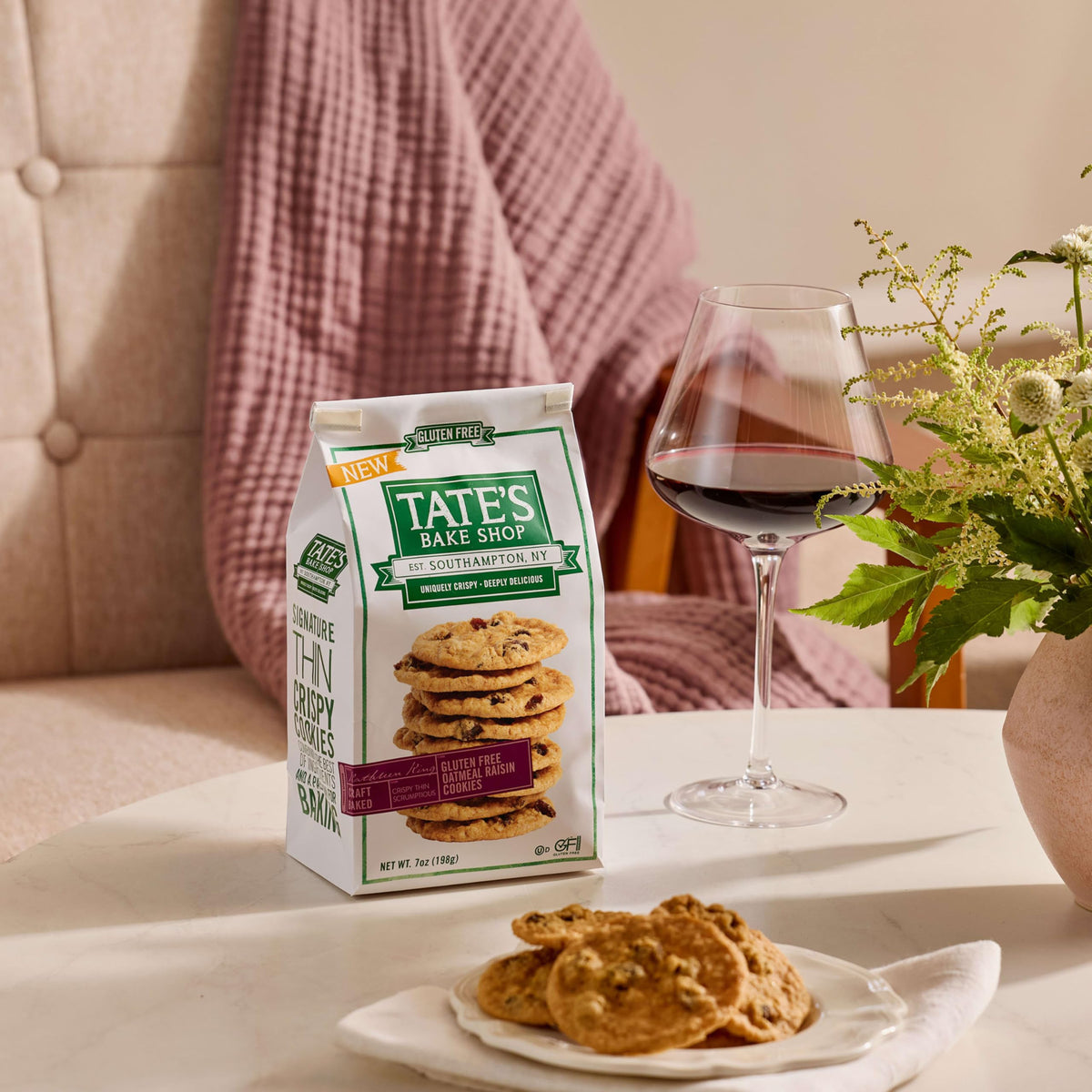 Tate's Bake Shop Gluten Free Cookies Variety Pack – Oatmeal Raisin, Ginger Zinger, Double Chocolate Chip & Chocolate Chip (4 x 7 oz)