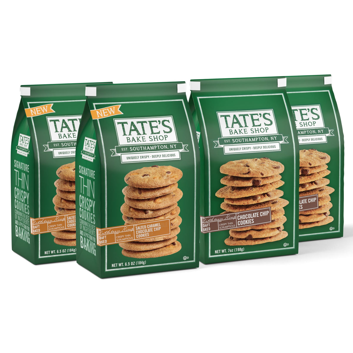 Tate's Bake Shop Cookies Variety Pack – Salted Caramel Chocolate Chip & Chocolate Chip Cookies | 4 Bags