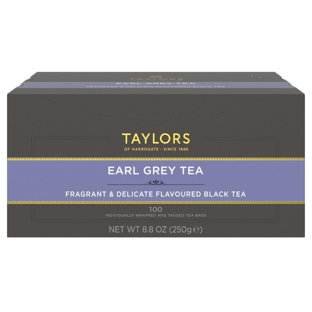 Taylors of Harrogate Earl Grey Tea - 100 Count, Individually Wrapped Bags | Fragrant, Delicate & Light