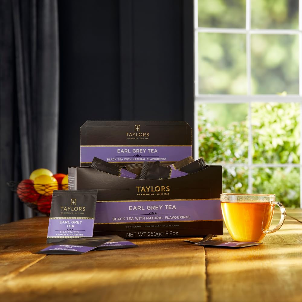 Taylors of Harrogate Earl Grey Tea - 100 Count, Individually Wrapped Bags | Fragrant, Delicate & Light