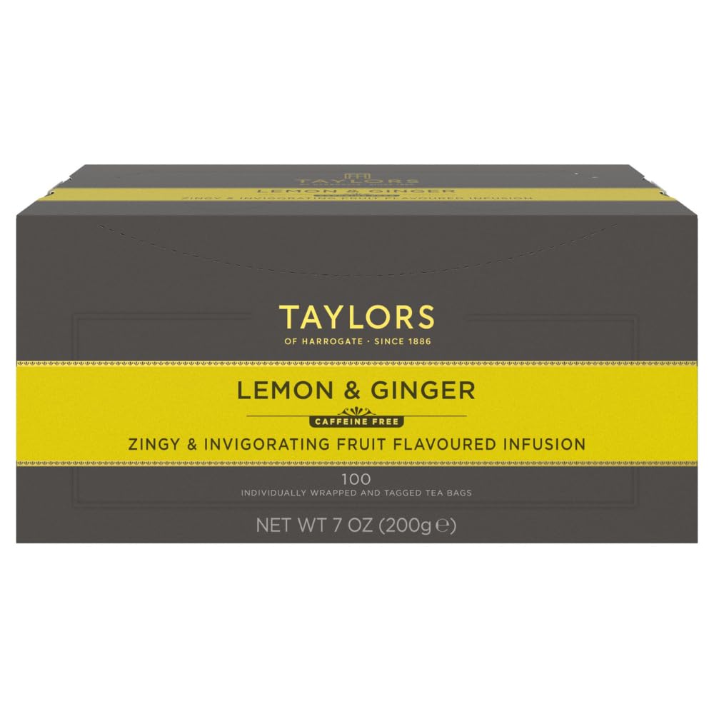 Taylors of Harrogate Lemon & Ginger Herbal Tea — 100-Count, Caffeine-Free, Individually Wrapped Bags