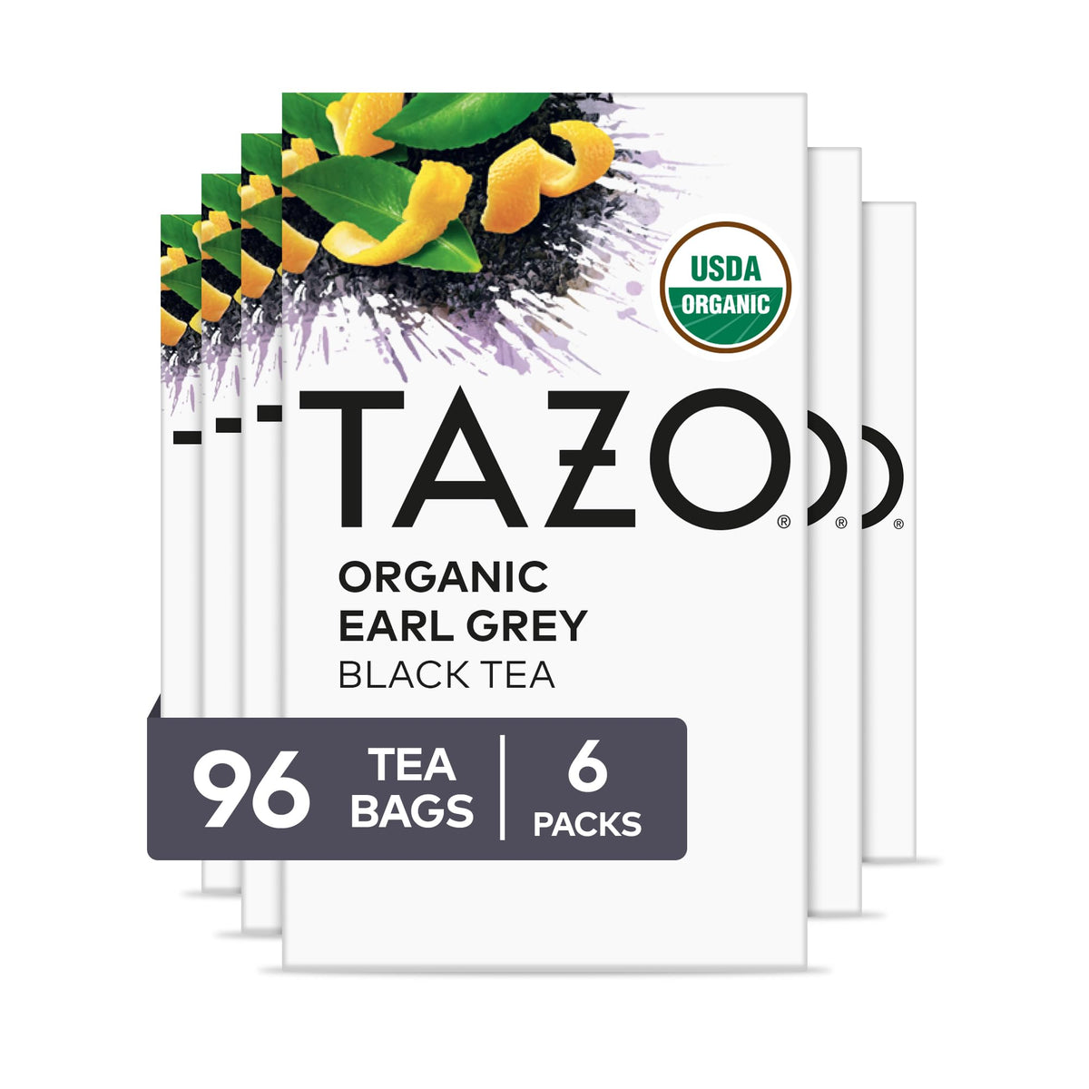 TAZO Organic Earl Grey Tea – Bold Flavor, High Caffeine (6x16 Bags)
