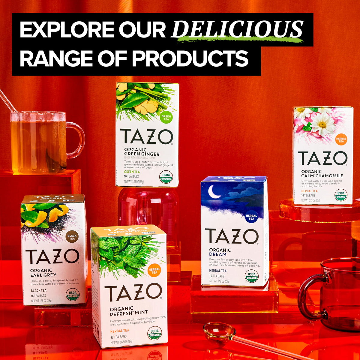 TAZO Organic Green Ginger Tea – 96 Bags (6 x 16ct) | Kosher, Non-GMO