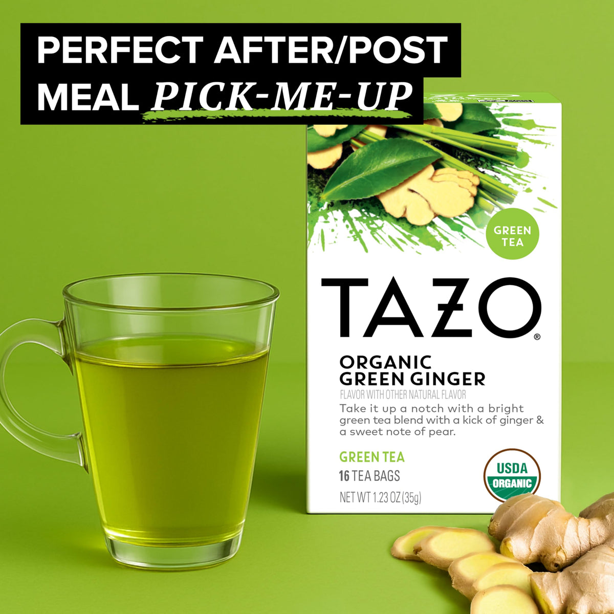 TAZO Organic Green Ginger Tea – 96 Bags (6 x 16ct) | Kosher, Non-GMO