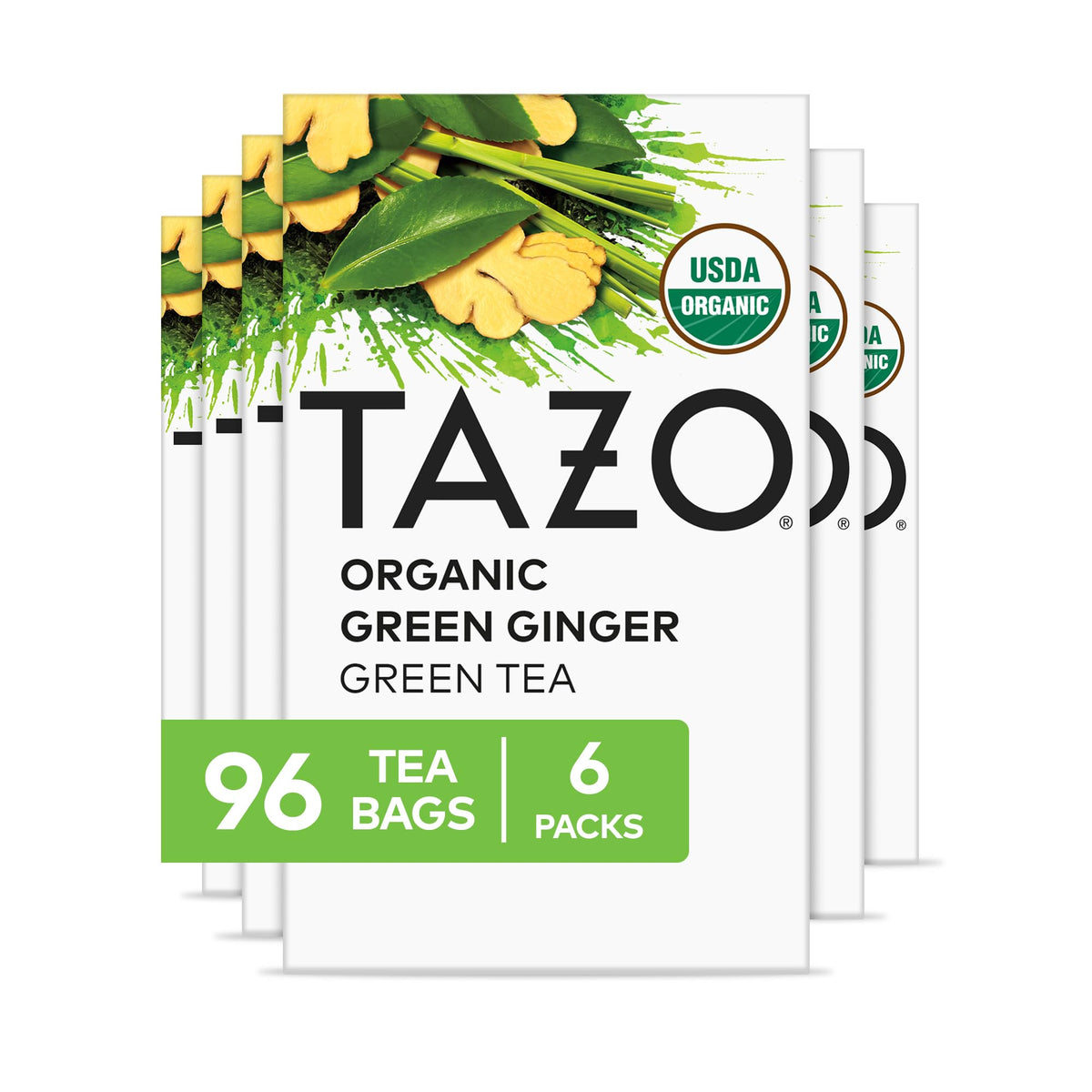 TAZO Organic Green Ginger Tea – 96 Bags (6 x 16ct) | Kosher, Non-GMO