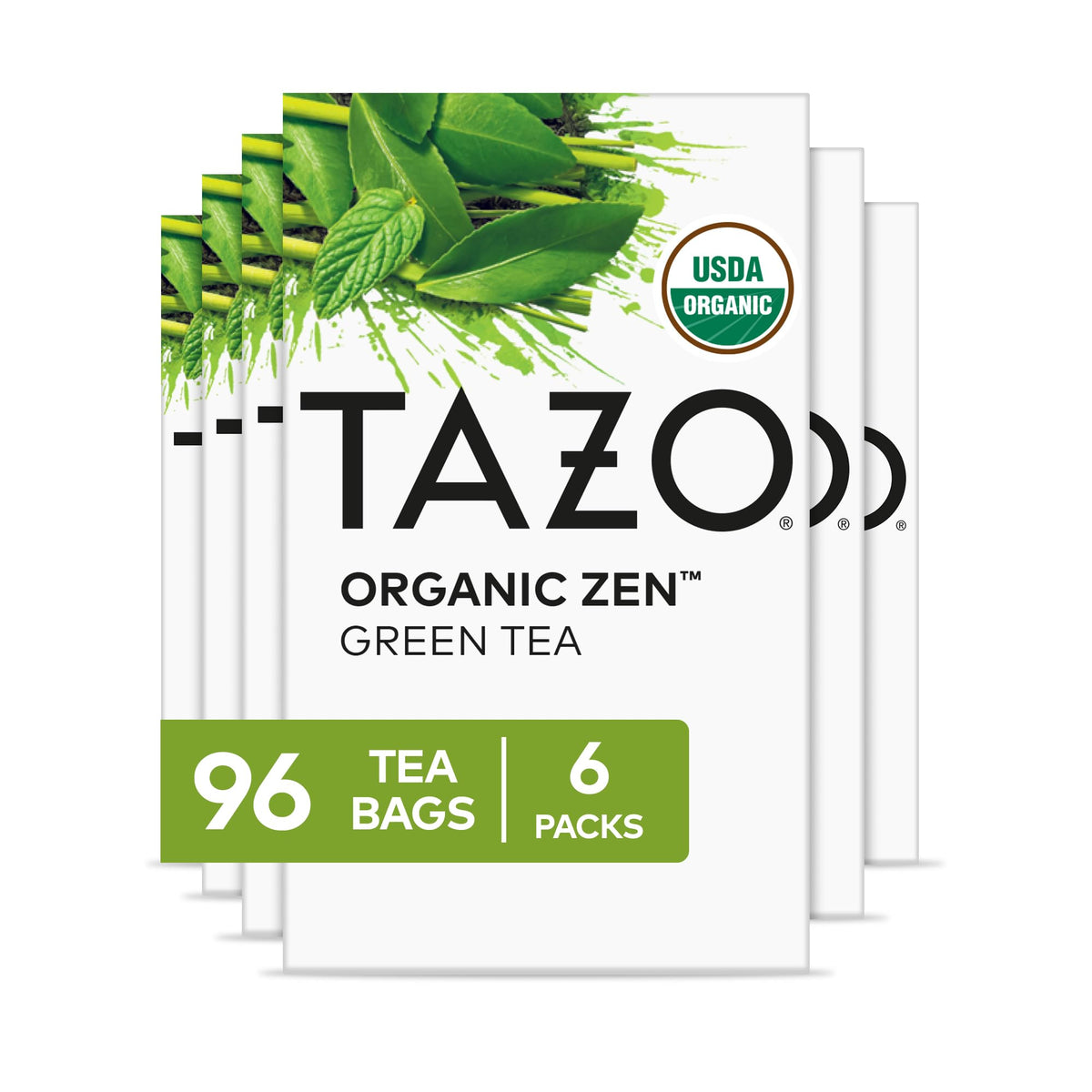 TAZO Organic Zen Green Tea Bags – Lemongrass & Spearmint, 96 Teabags (6 x 16)