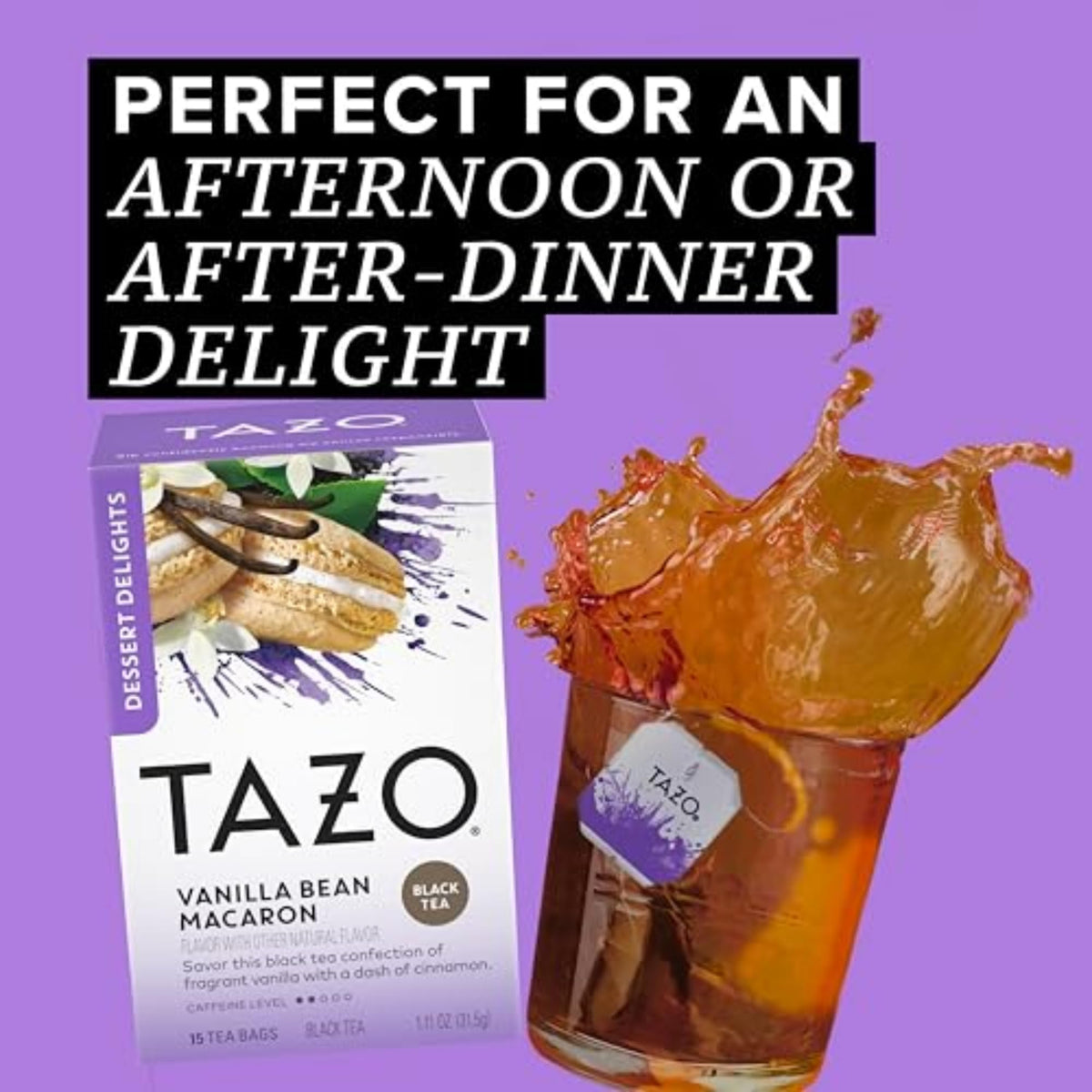 TAZO Vanilla Bean Macaron Tea Bags – Sugar Free, Zero Calories, 90 Bags (6-Pack)