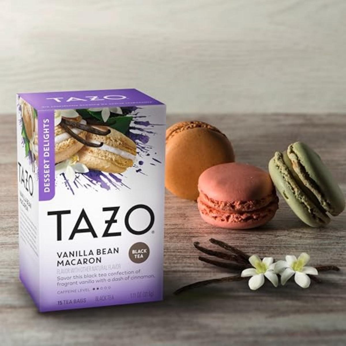 TAZO Vanilla Bean Macaron Tea Bags – Sugar Free, Zero Calories, 90 Bags (6-Pack)