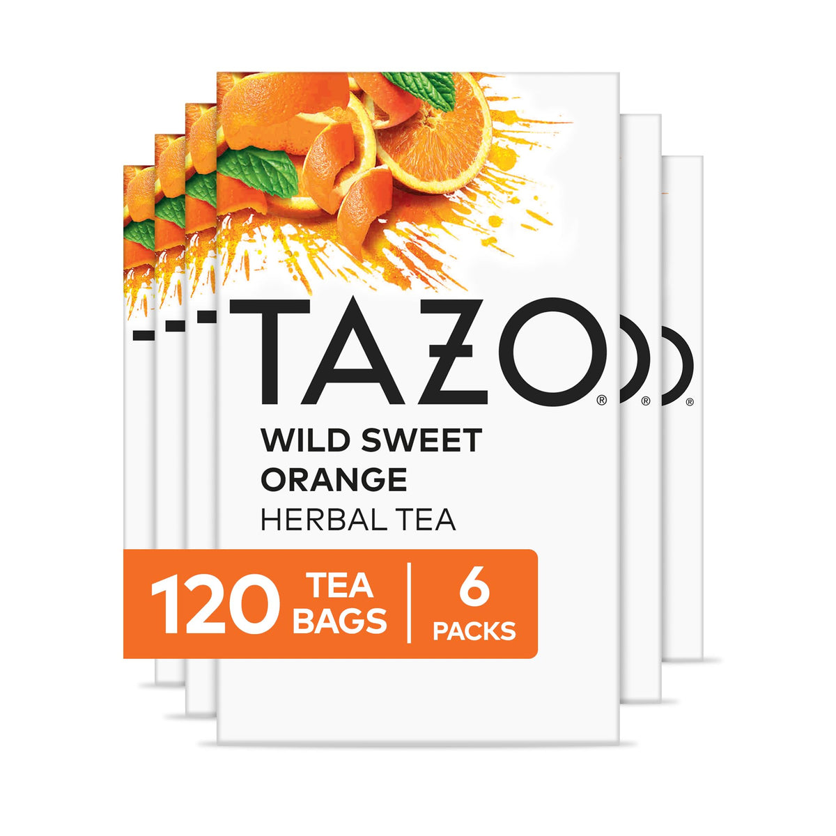 TAZO Wild Sweet Orange Tea Bags - Unsweetened Caffeine-Free Herbal Tea (120 Bags, 6 x 20ct)