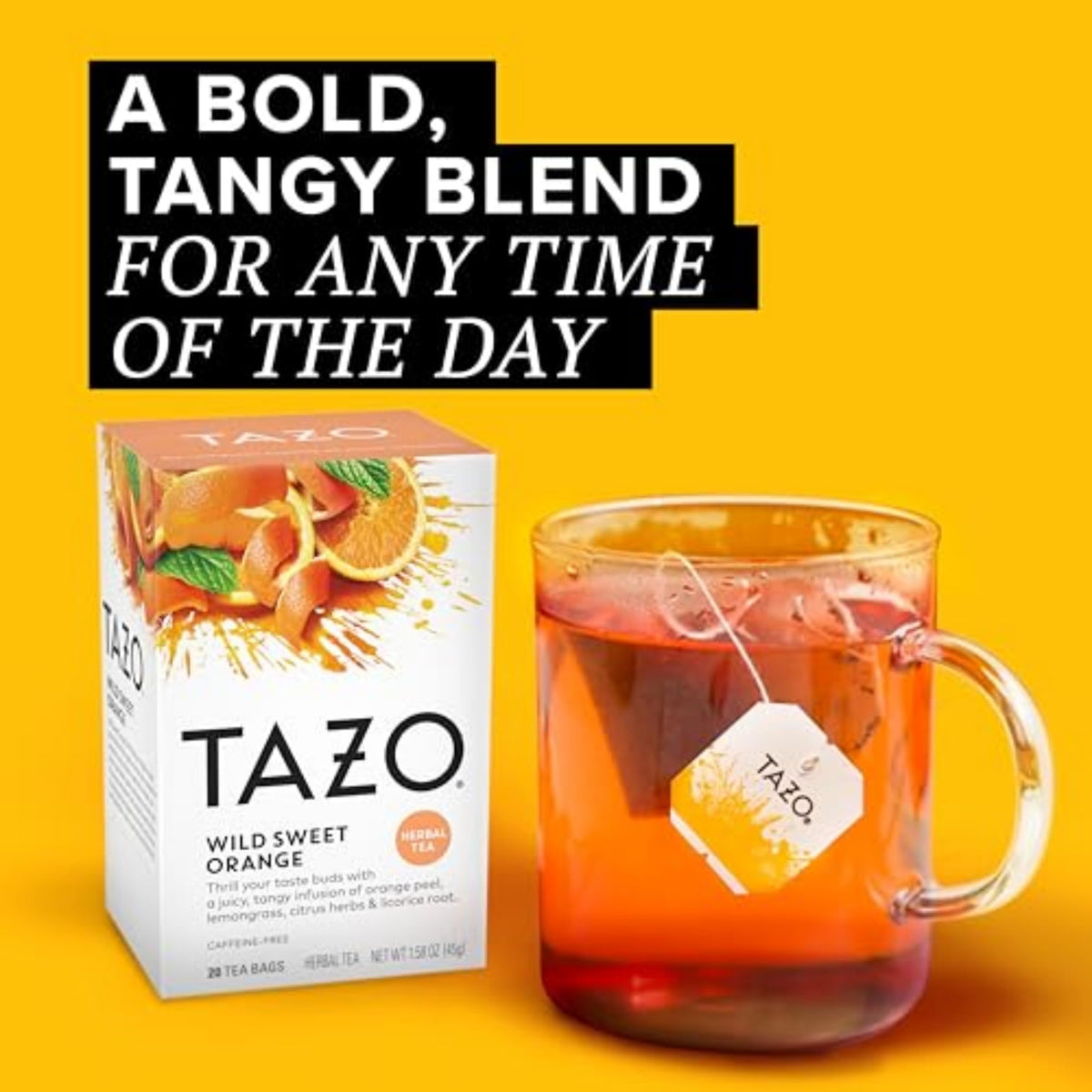 TAZO Wild Sweet Orange Tea Bags - Unsweetened Caffeine-Free Herbal Tea (120 Bags, 6 x 20ct)