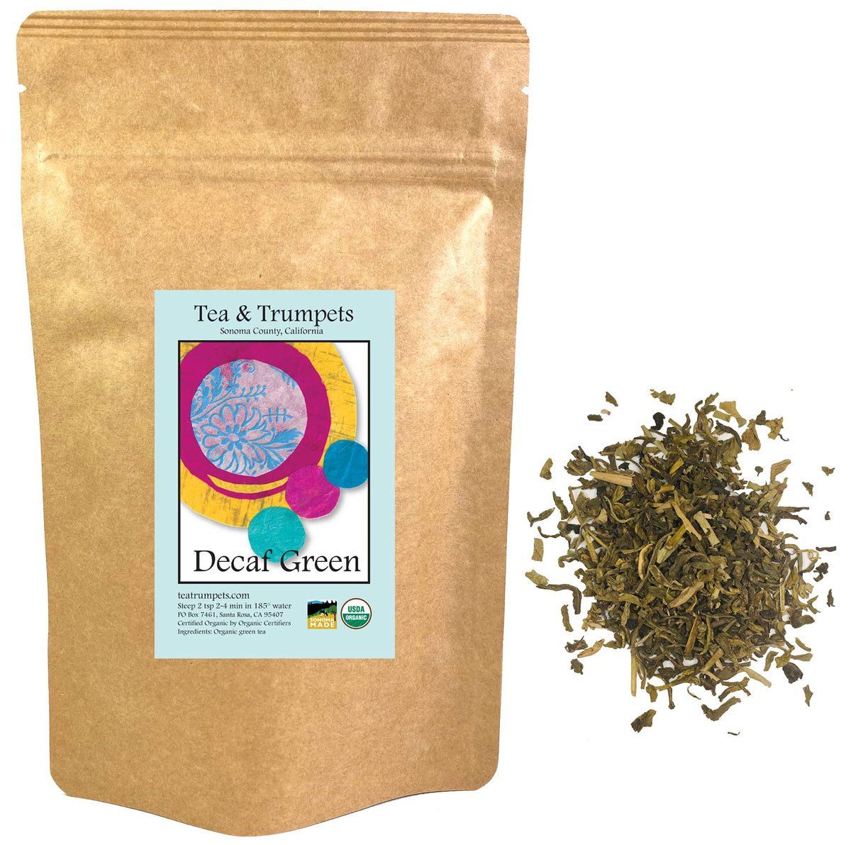Tea & Trumpets USDA Organic Decaf Green Loose Leaf Tea – 4 oz
