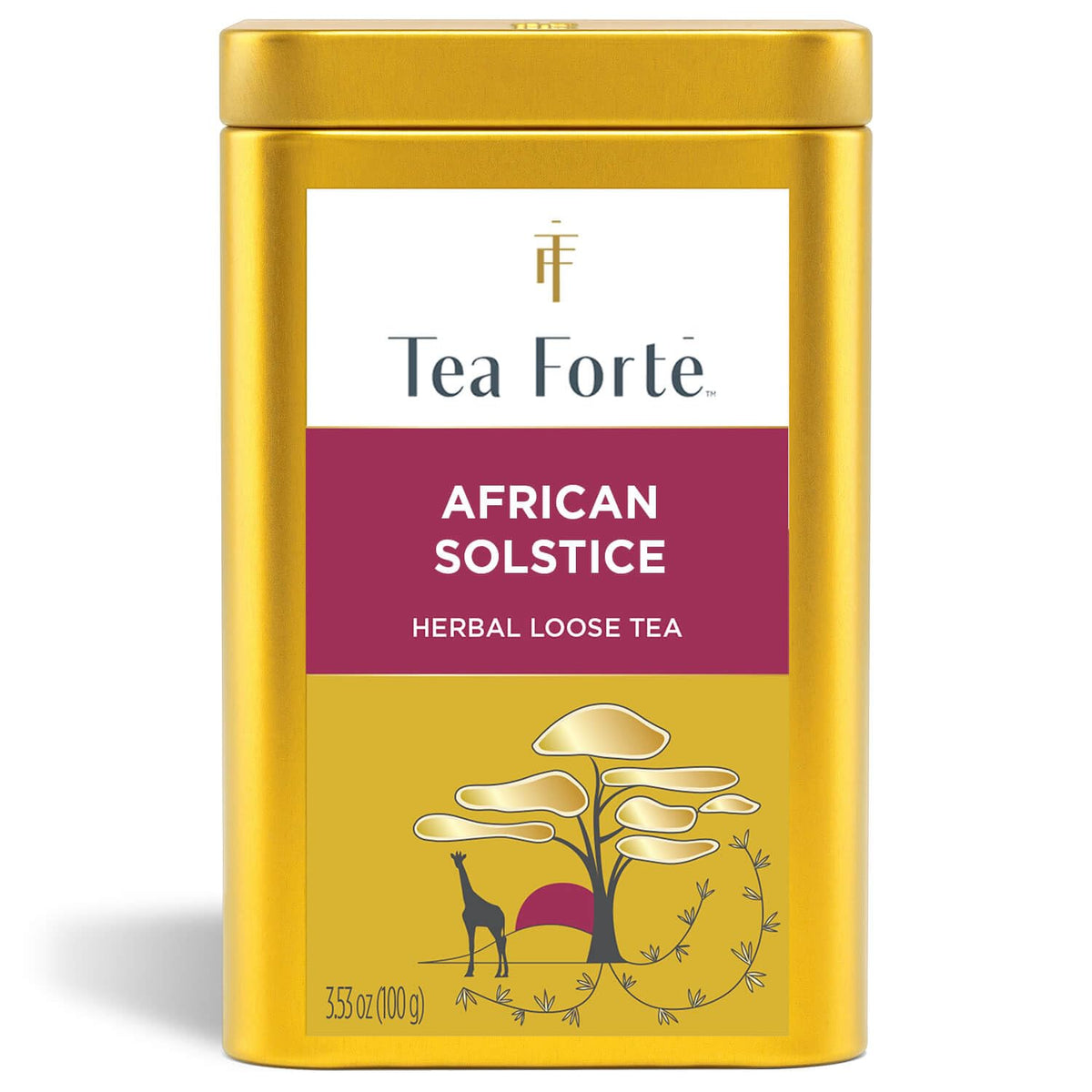 Tea Forte African Solstice: Premium Caffeine-Free Rooibos Herbal Tea Canister (35-50 Cups)