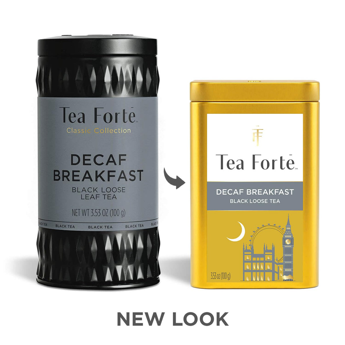 Tea Forte Decaf Breakfast – Premium Loose Leaf Caffeine-Free Black Tea, 35–50 Cups
