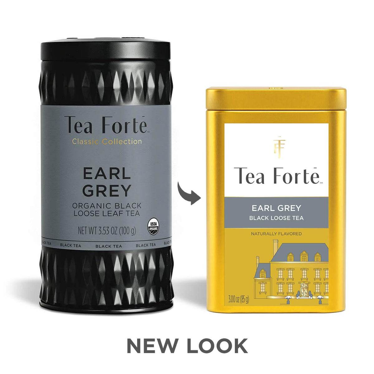 Tea Forte Earl Grey Premium Loose Leaf Black Tea Canister - Makes 35-50 Cups