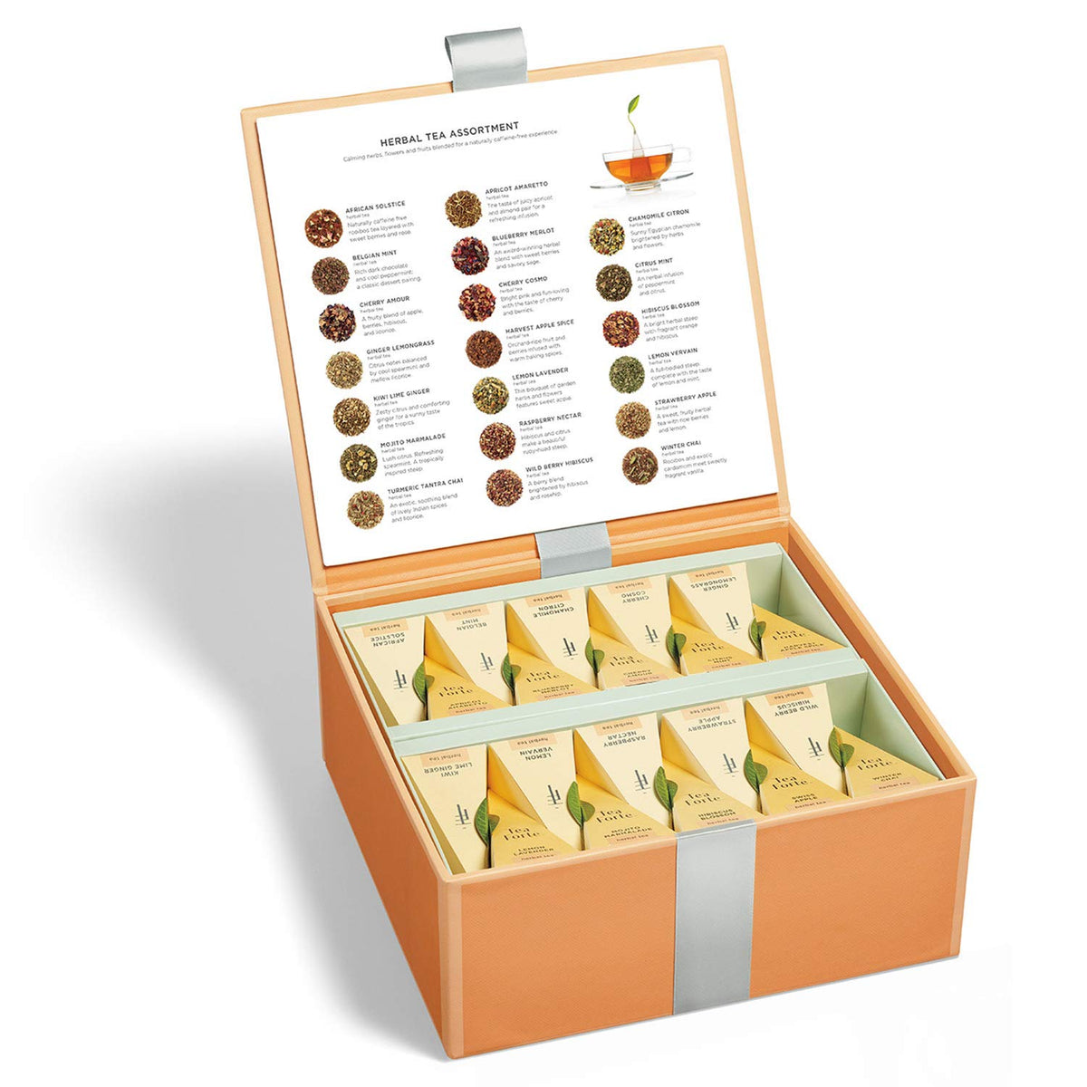 Tea Forte Premium Herbal Tea Chest Gift Set – 40 Pyramid Infuser Bags
