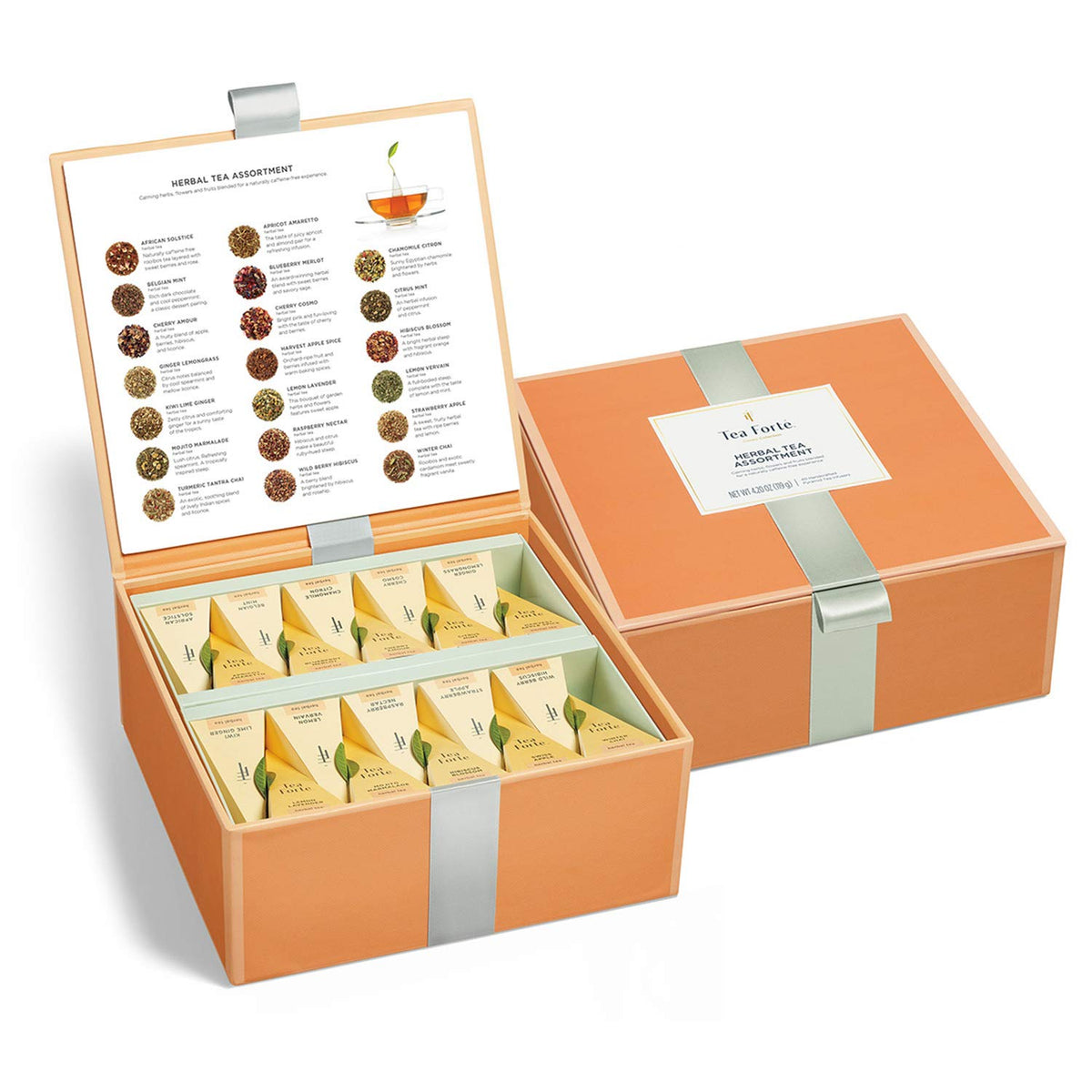 Tea Forte Premium Herbal Tea Chest Gift Set – 40 Pyramid Infuser Bags