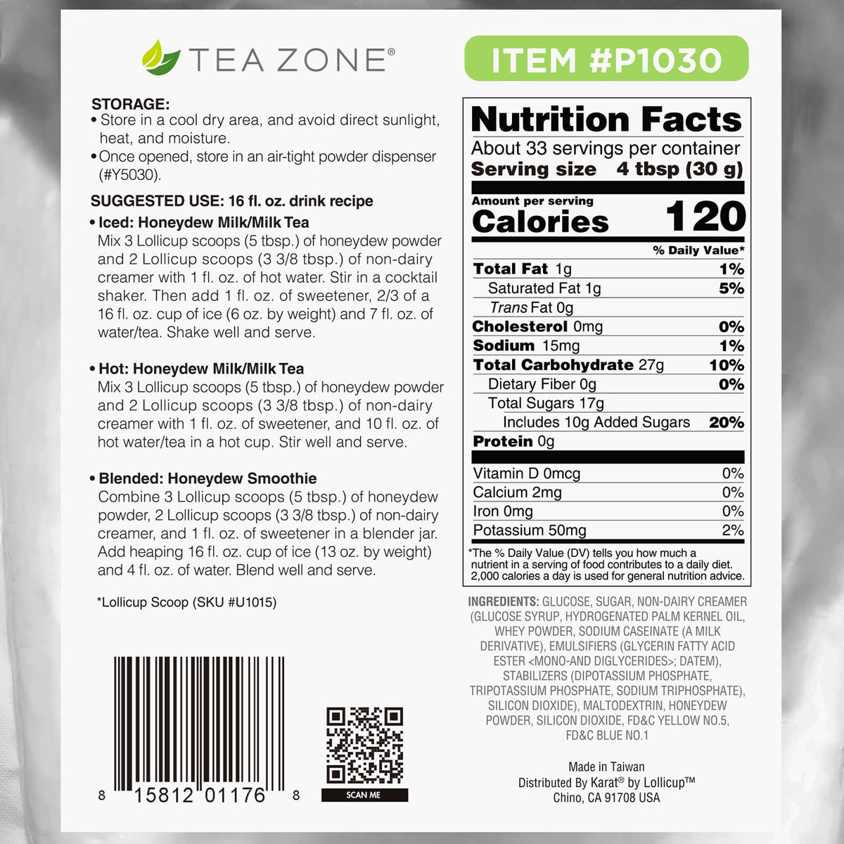 Tea Zone Honeydew Powder 2.2 lb – Premium Mix for Smoothies & Milk Tea | TEA ZONE