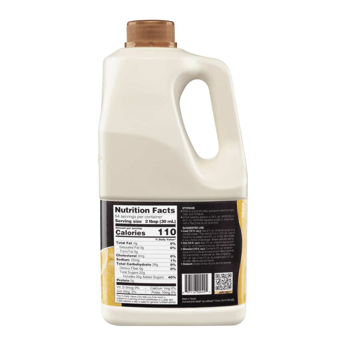 Tea Zone Lemon Syrup 64oz – Real Fruit Flavor for Slushies, Smoothies, and Teas