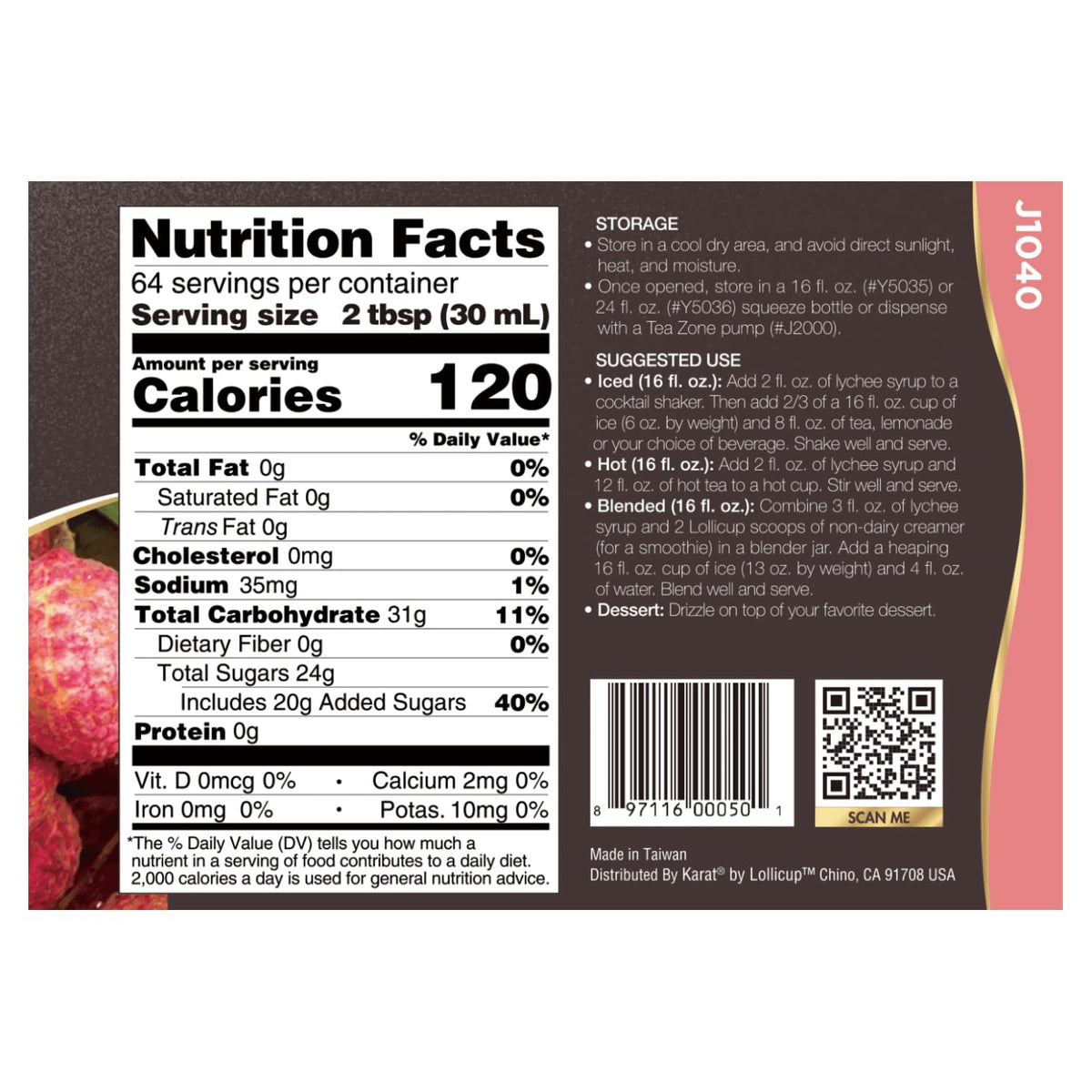 Tea Zone Lychee Syrup 64oz – Real Fruit Flavor for Slushes, Smoothies, Teas & Cocktails