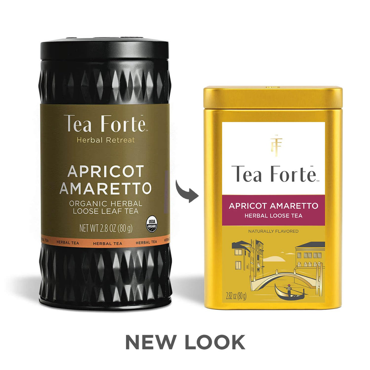 Tea Forte Apricot Amaretto Premium Caffeine-Free Herbal Tea – 35-50 Cups, Recyclable Canister