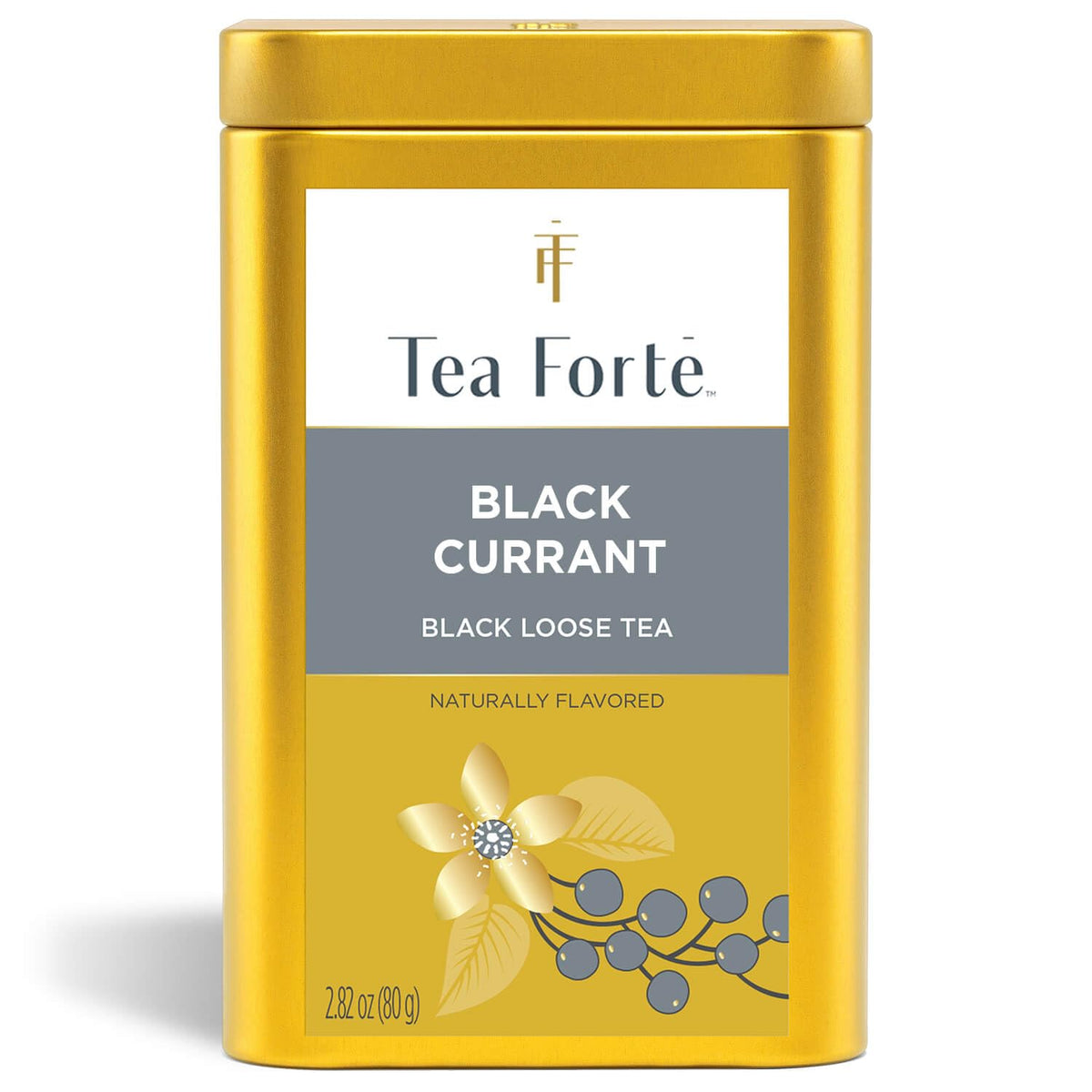 Tea Forte Black Currant Premium Loose Leaf Black Tea — Caffeinated Canister (35-50 Cups)