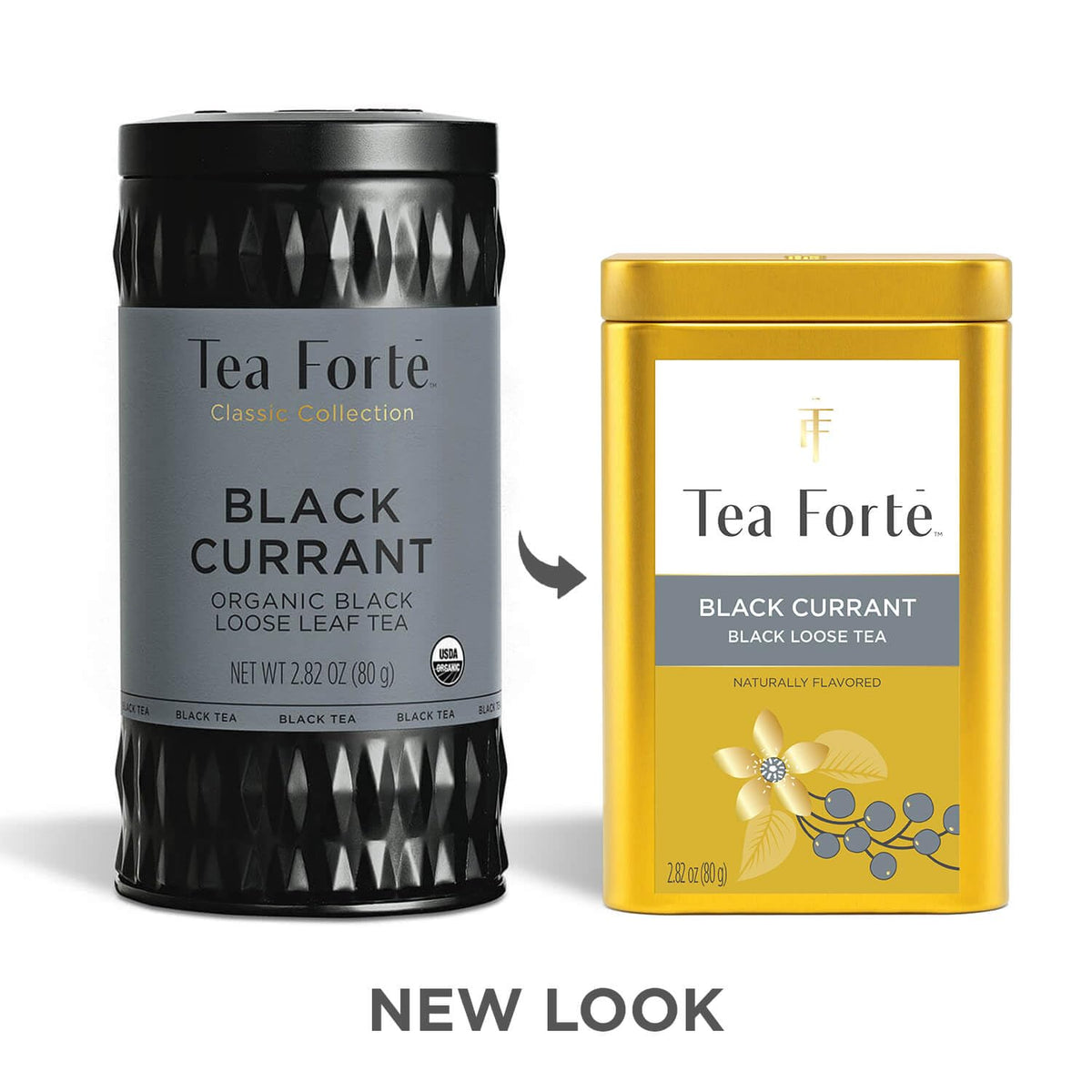 Tea Forte Black Currant Premium Loose Leaf Black Tea — Caffeinated Canister (35-50 Cups)
