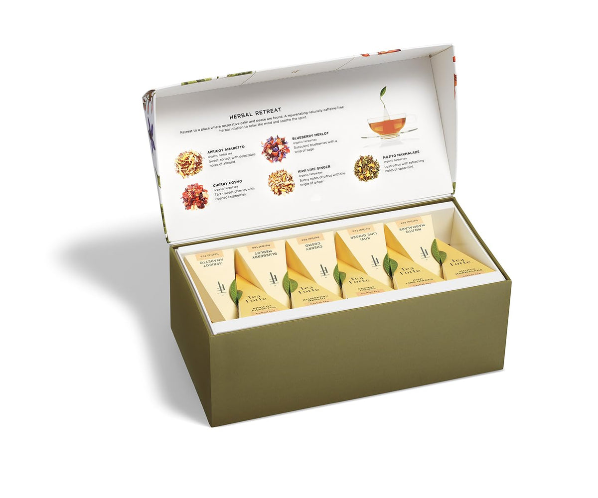 Tea Forte Premium Presentation Box Gift Set – 20 Pyramid Tea Bags, Assorted Blends (Naturally Non-Caffeinated)