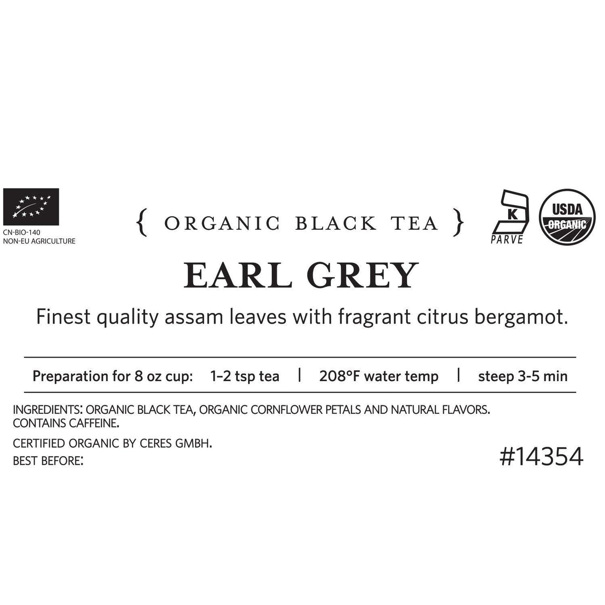 Tea Forte Premium Loose Leaf Tea – 1 lb Bag, Earl Grey