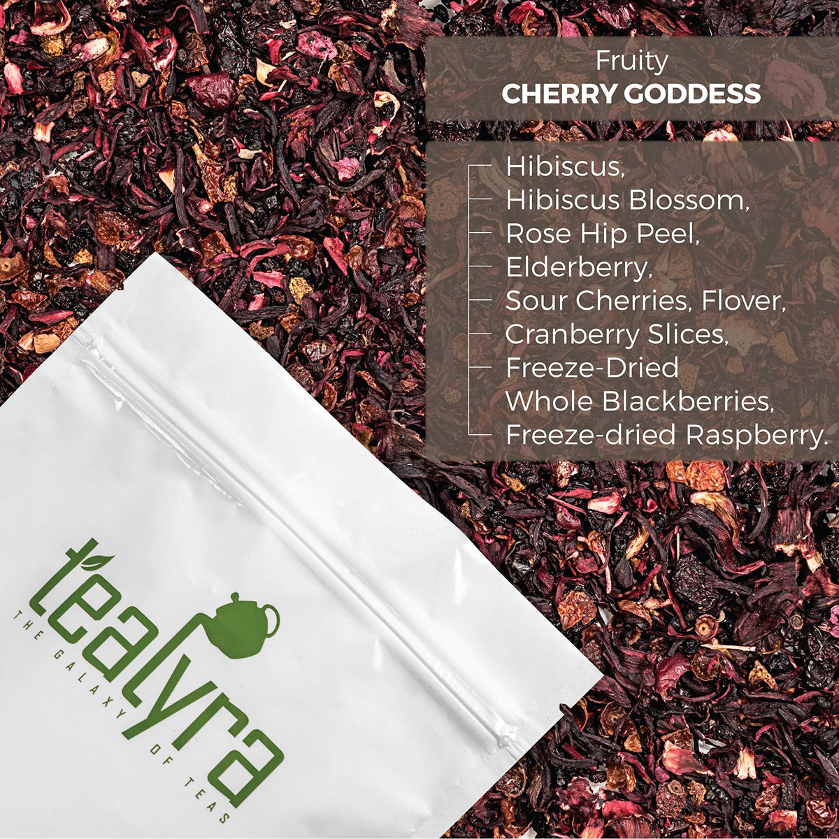 Tealyra Cherry Goddess – Fruity Herbal Loose Leaf Tea, Caffeine-Free, 8 oz
