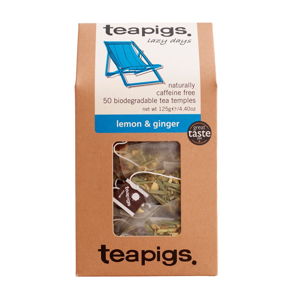 teapigs Herbal Tea Bags with Whole Leaves – Ginger Lemon, 50-Count