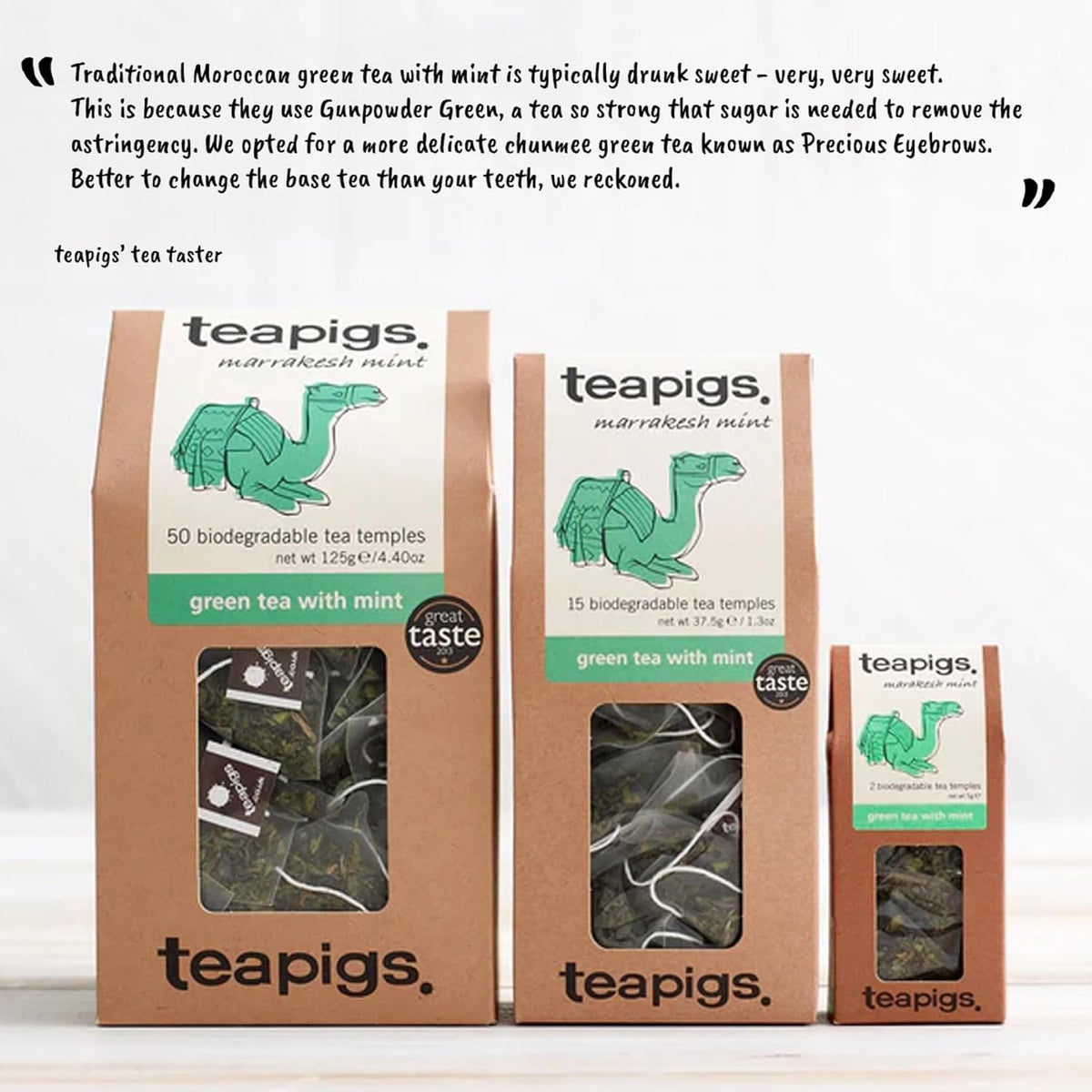 Teapigs Green Tea with Mint Bags – Whole Leaf, Natural, 50 Count