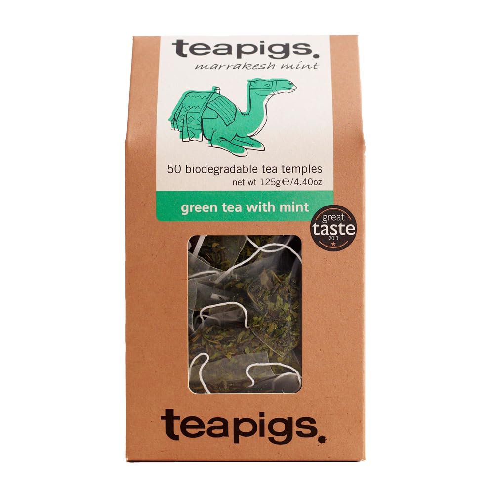 Teapigs Green Tea with Mint Bags – Whole Leaf, Natural, 50 Count