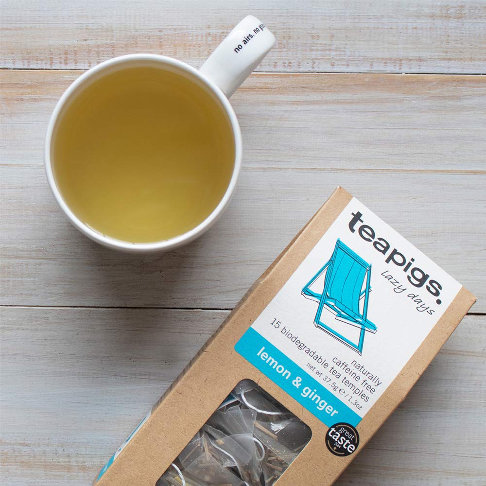teapigs Herbal Tea Bags with Whole Leaves – Ginger Lemon, 50-Count