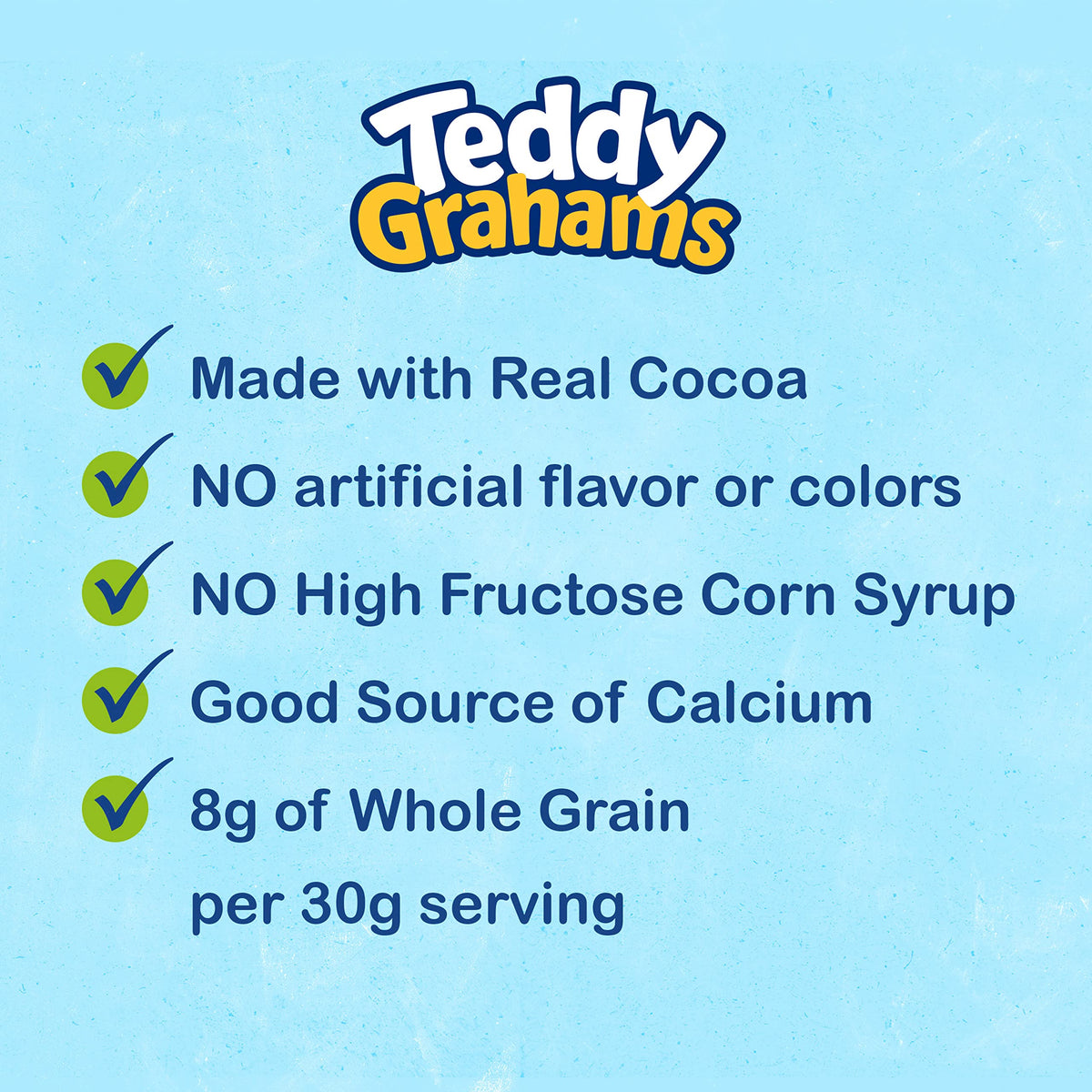 TEDDY GRAHAMS Chocolate Graham Snacks — Bulk 6 x 10 oz Bear-Shaped Crunchy Cookies