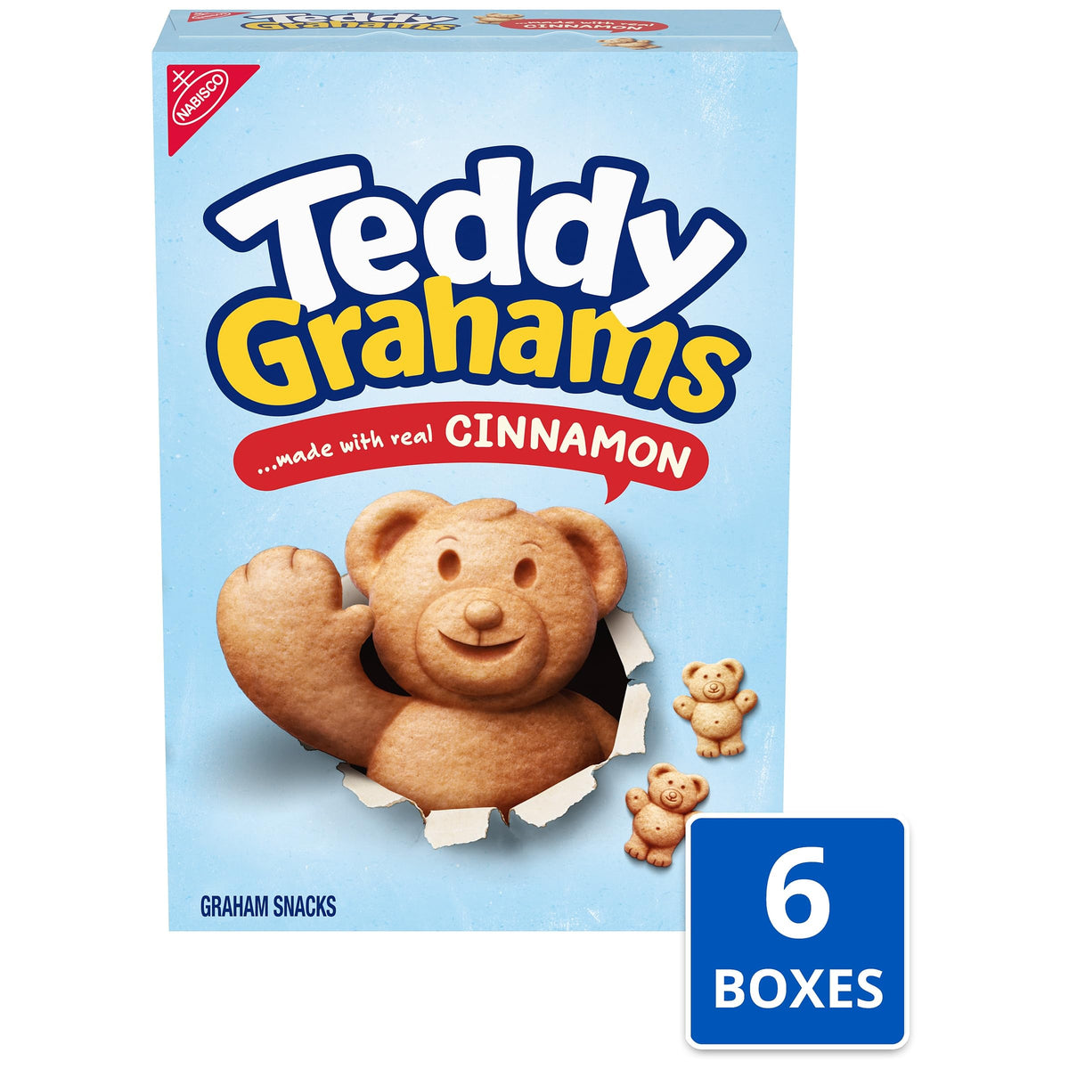 TEDDY GRAHAMS Cinnamon Graham Snacks — Bulk 6 x 10 oz Boxes