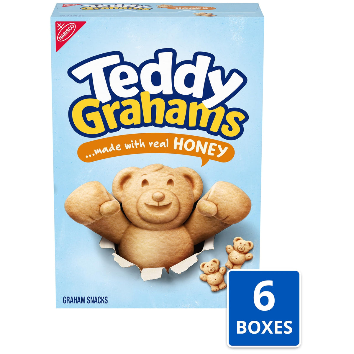 Teddy Grahams Honey Graham Snacks – Bulk Kids Snack Boxes (6 x 10 oz)