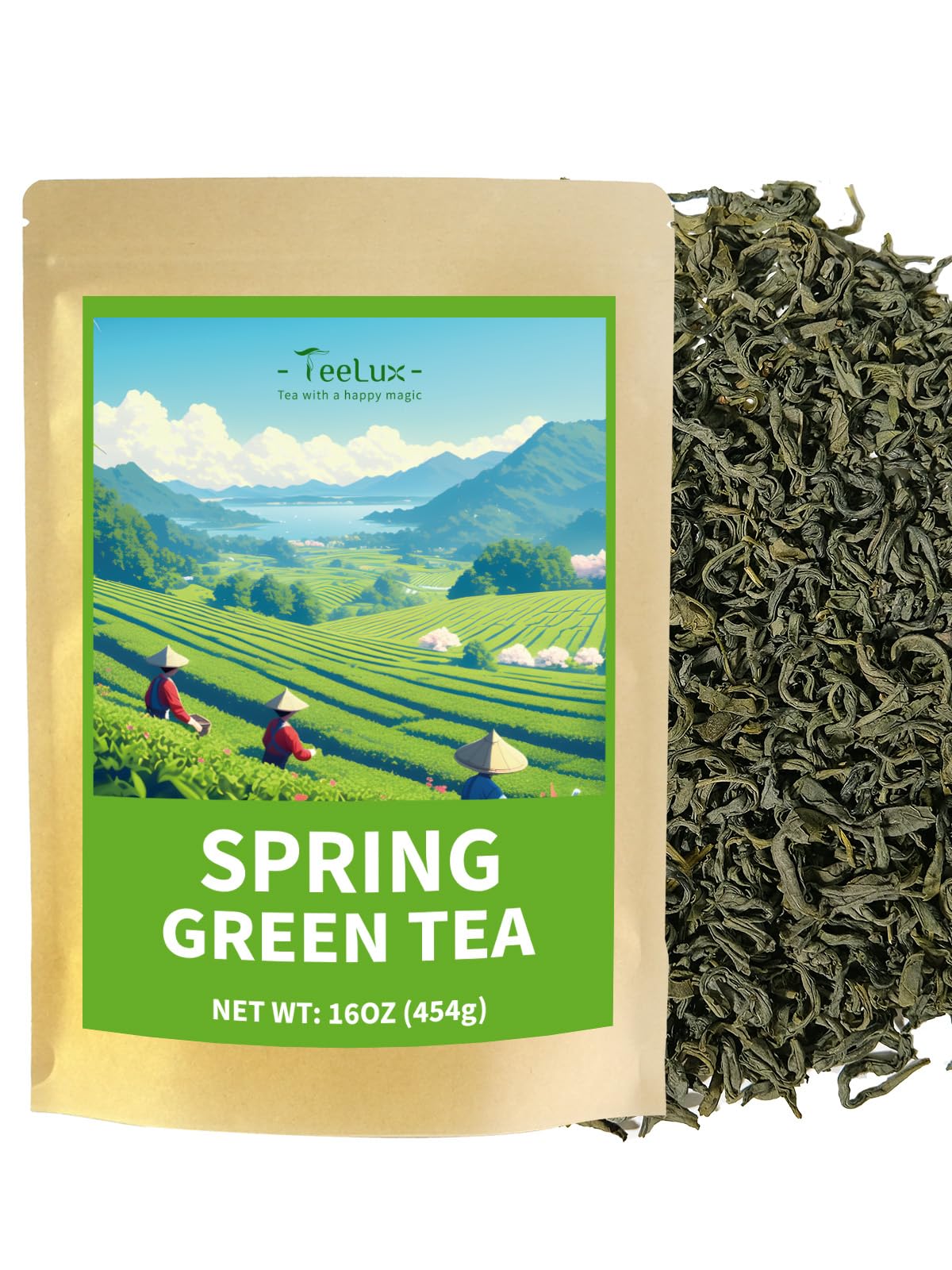 TeeLux Green Tea Loose Leaf – Premium Early Spring, Fresh & Mellow (16oz)