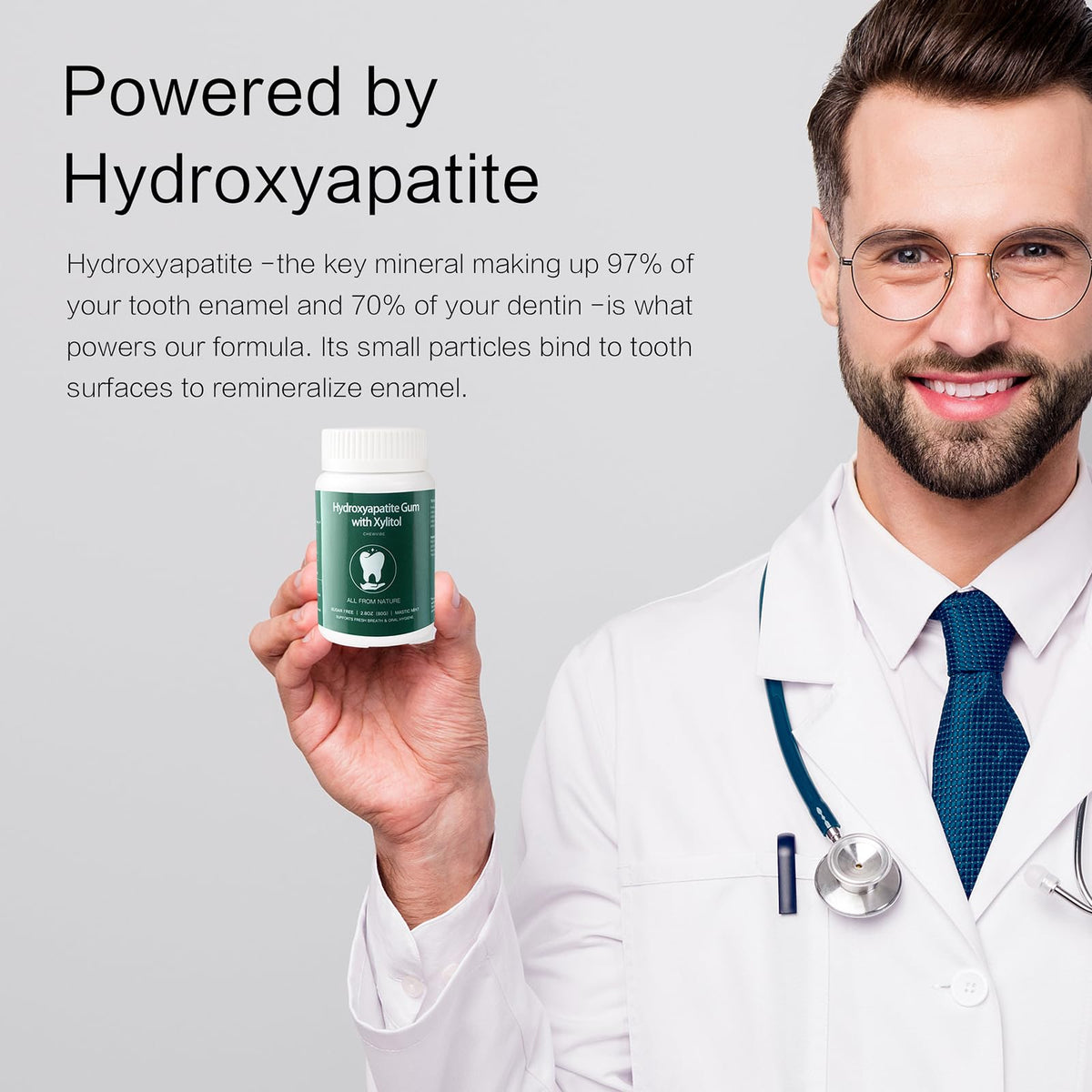 TemphytBong Remineralizing Gum 80g – Sugar-Free Mint with Hydroxyapatite for Enamel Support