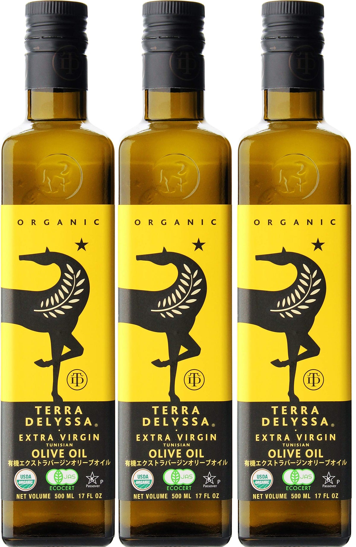 Terra Delyssa First Cold Pressed Organic EVOO – 3x500ml Dark Glass Bottle