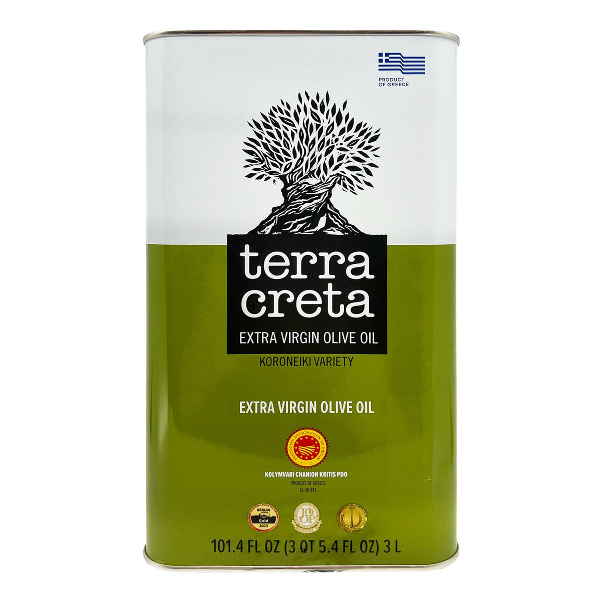 Terra Creta Kolymvari PDO Olive Oil – 100% Greek, Cold-Extracted, 3L Tin | Award-Winning