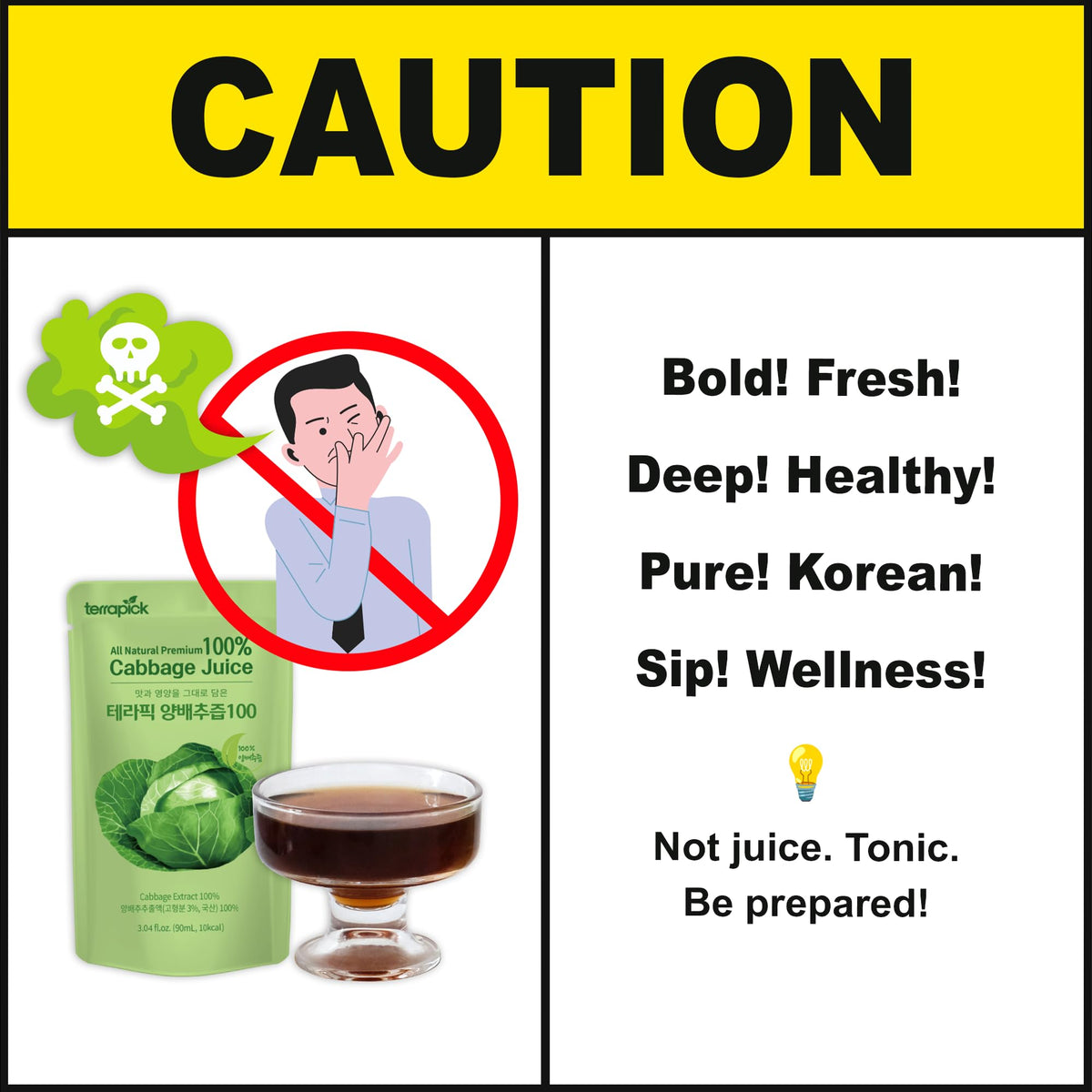 Terrapick Korean Cabbage Extract — Pure 100% Cabbage Juice for Digestive Wellness, 30 Pouches