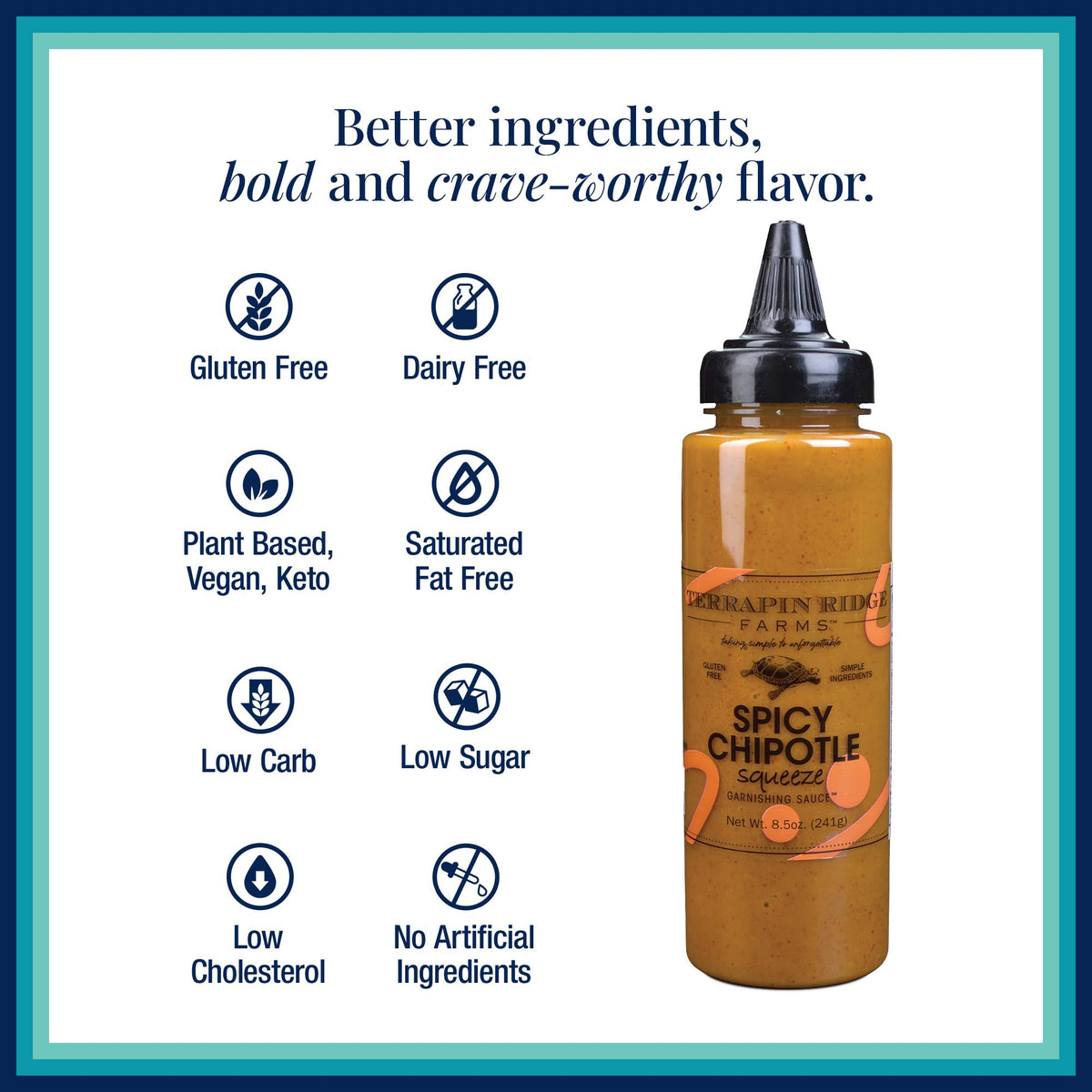 Terrapin Ridge Farms Spicy Chipotle Garnishing Sauce – Smoky & Zesty Finisher for Tacos, Sandwiches & Seafood (8.5 oz)