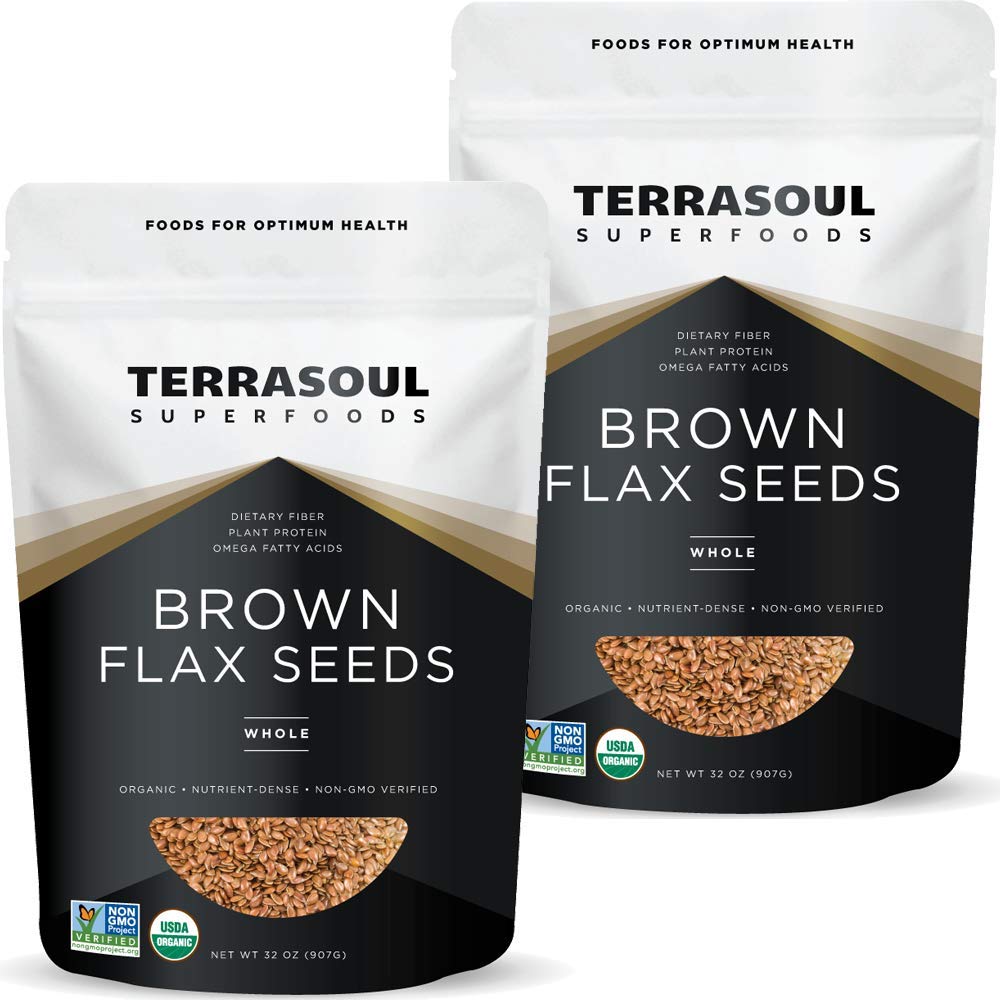 Terrasoul Organic Brown Flax Seeds, 4 Lbs (2 Pack) – Non-GMO, Raw, Vegan