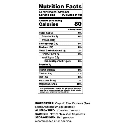 Terrasoul Organic Raw Cashews (Mylk Grade) – 2 Lb | Premium Vegan, Gluten-Free