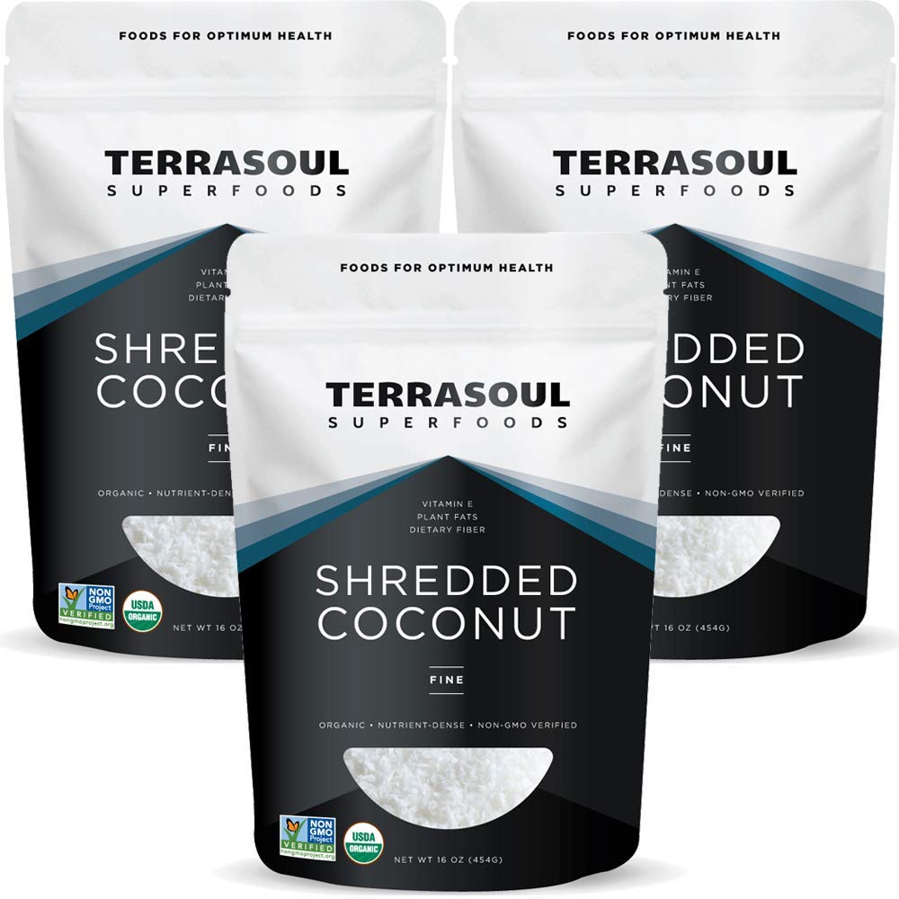 Terrasoul Superfoods Organic Coconut Flakes, 3 Lbs (3 Pack) – Finely Shredded