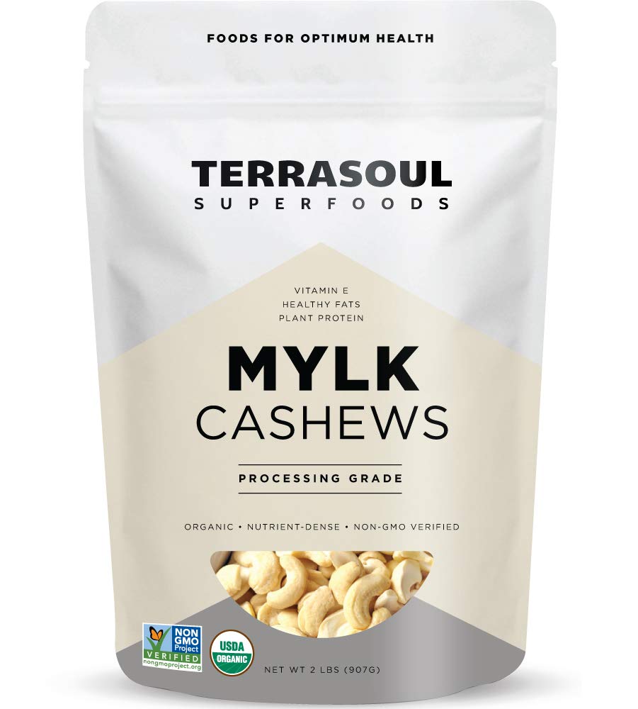 Terrasoul Organic Raw Cashews (Mylk Grade) – 2 Lb | Premium Vegan, Gluten-Free