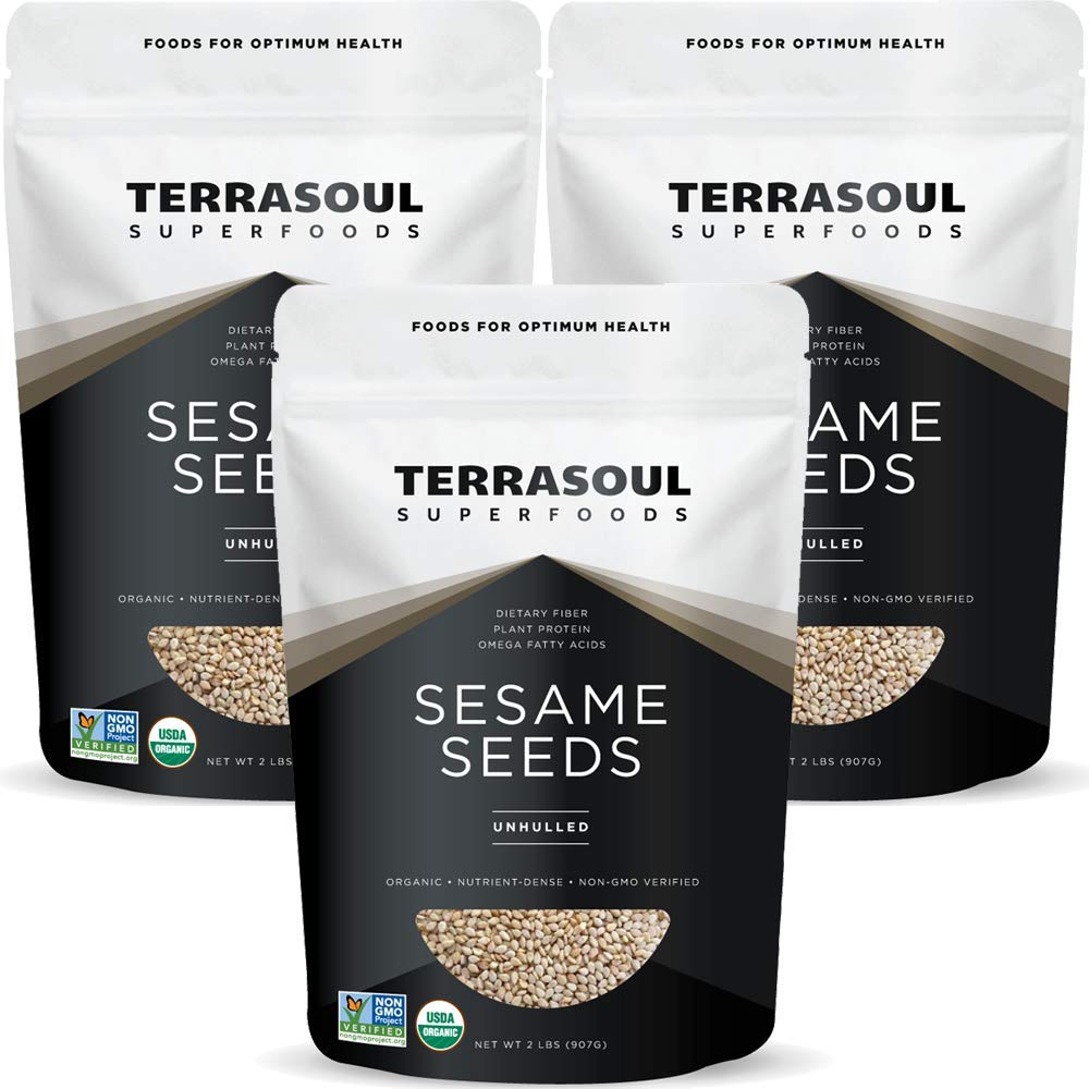 Terrasoul Superfoods Organic Unhulled Sesame Seeds (6 Lbs, 3-Pack) – Raw, Gluten-Free, Keto-Friendly