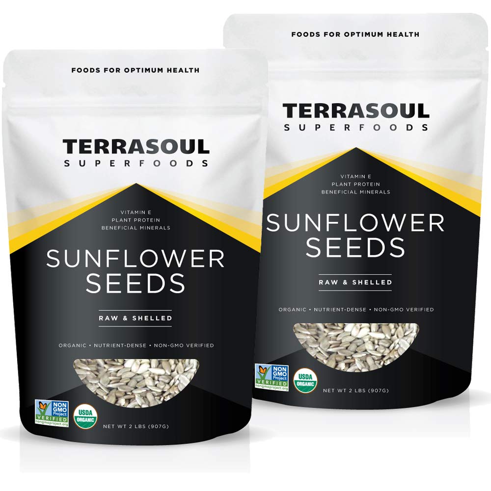Terrasoul Superfoods Organic Sunflower Seeds, 4 Lbs (2 Pack) - Hulled | Raw | Gluten-Free | Vitamin E