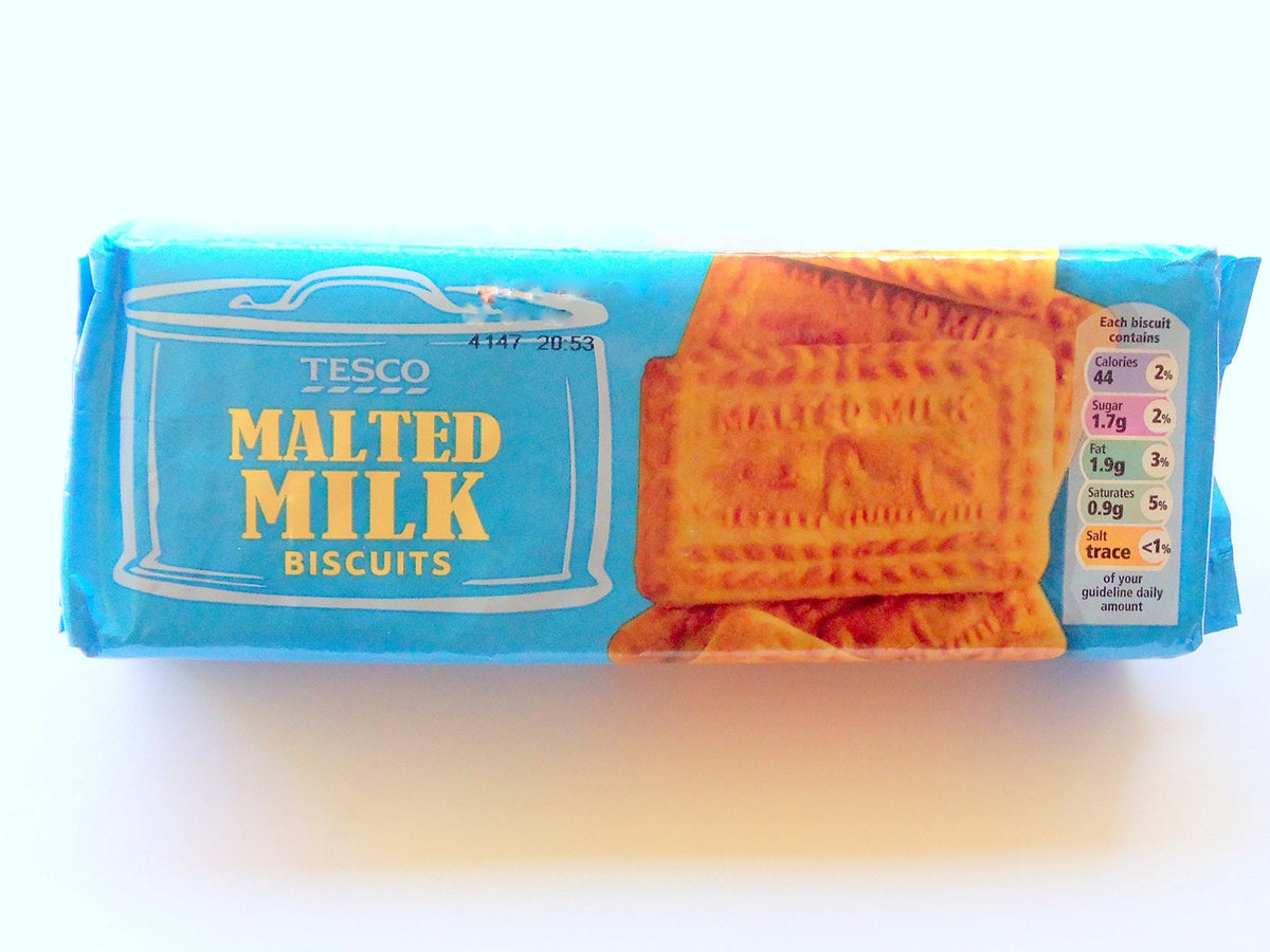 Tesco Malted Milk Biscuits 200g (Pack of 6) | Classic English Tea Biscuits